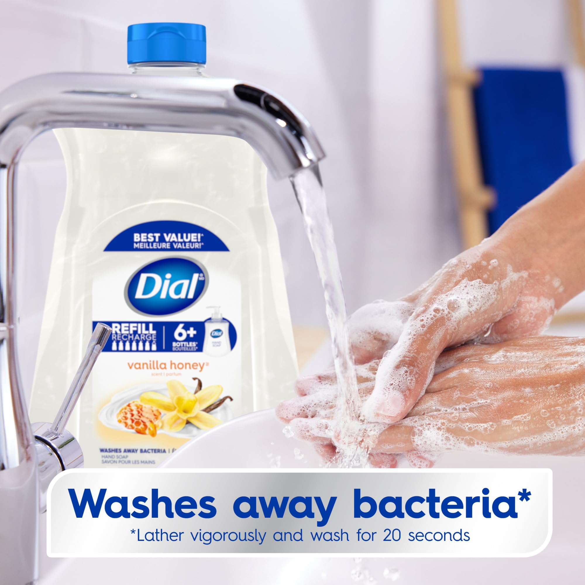 Dial Liquid Hand Soap Refill, Vanilla Honey, 52 fl oz (Pack of 3)