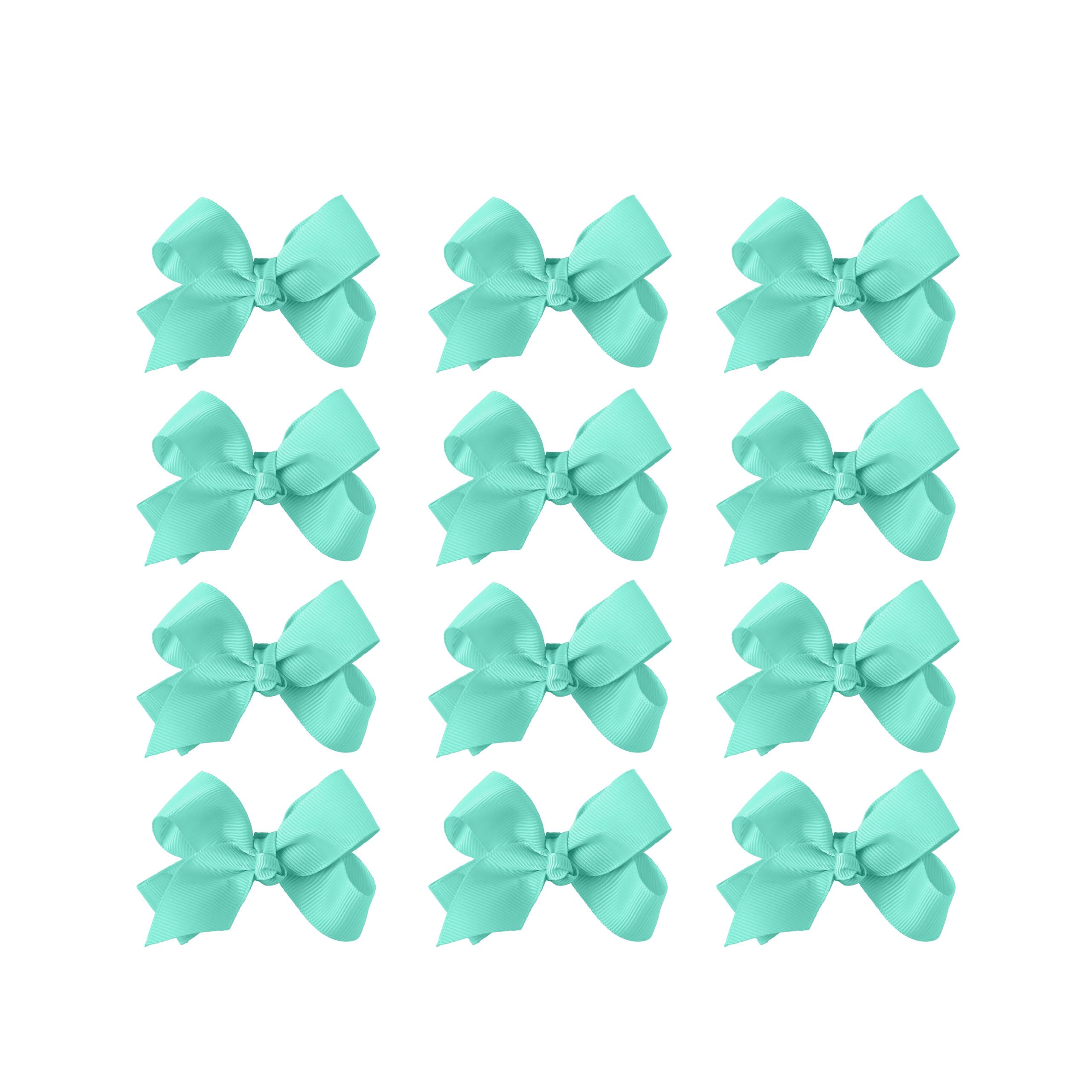 Small Solid Bow for Girls - Set of 12 (Aqua)