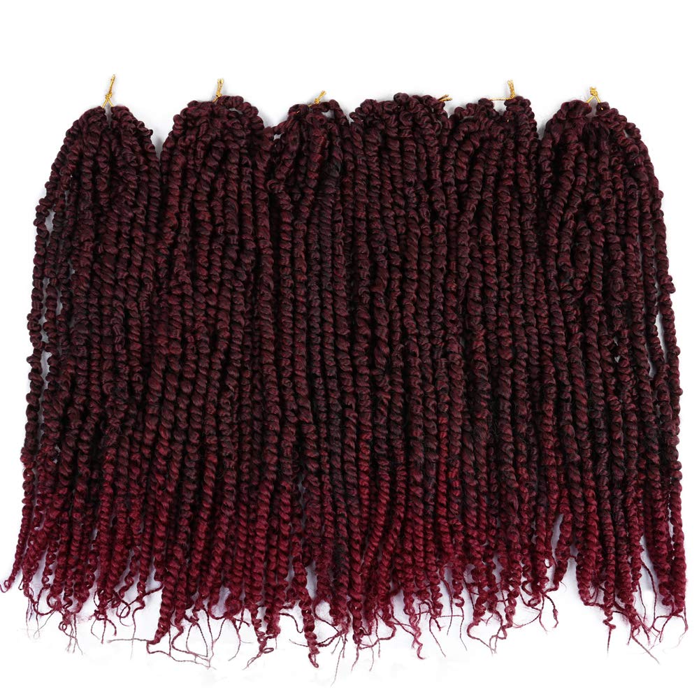 Violet 6 Packs Pretwisted Passion Twist Crochet Hair Burgundy Pre-Looped Passion Twists Crochet Braids Synthetic Braiding Hair E