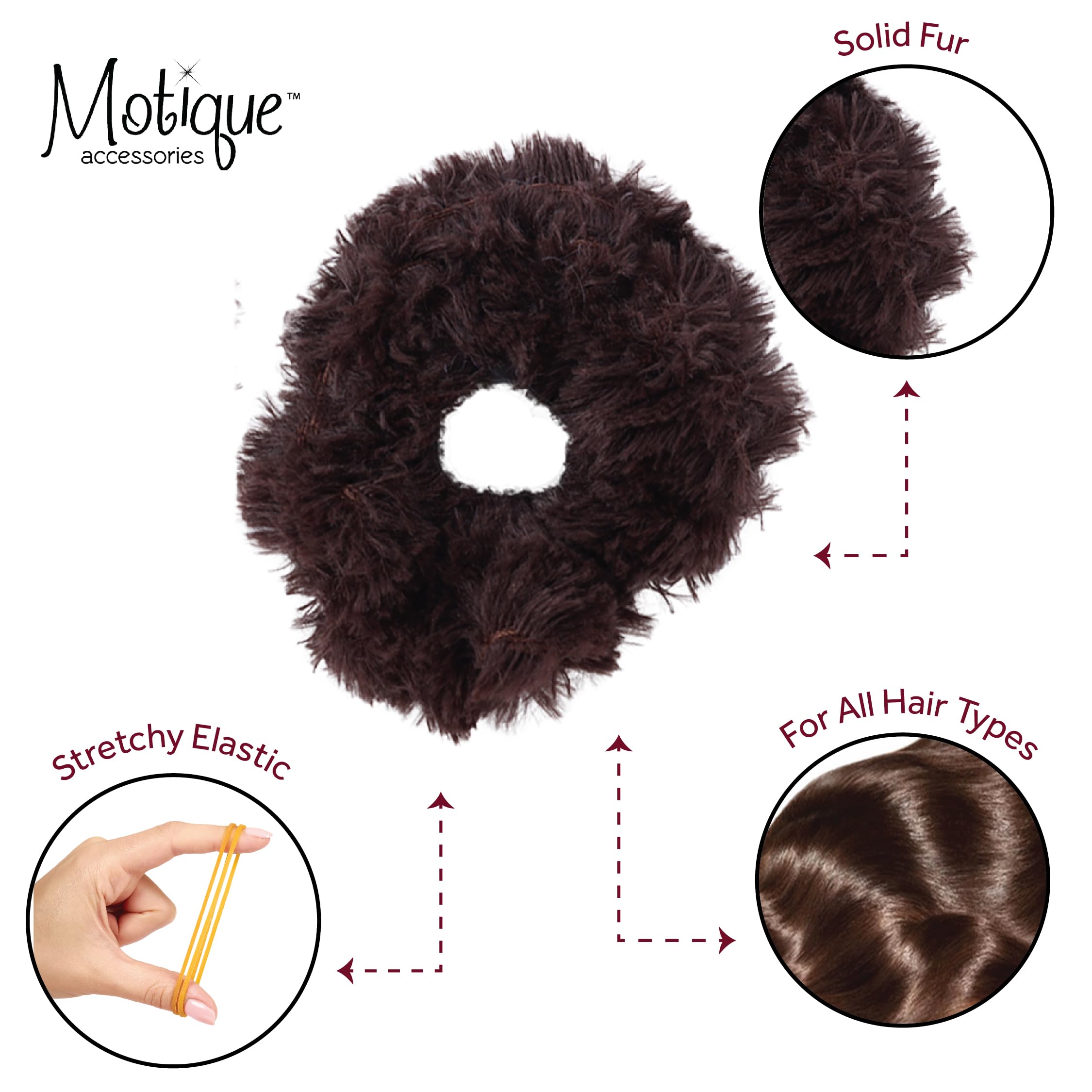 Solid Fur Scrunchies Pony Holder - Set Of 2 (Brown)