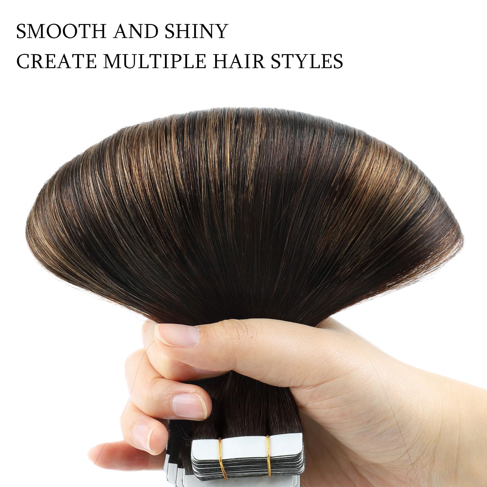 Abh Amazingbeauty Hair 20 Inch Hair Extensions Real Human Hair Tape In Rooted Darkest Brown Highlighted Chestnut Brown Tape In H