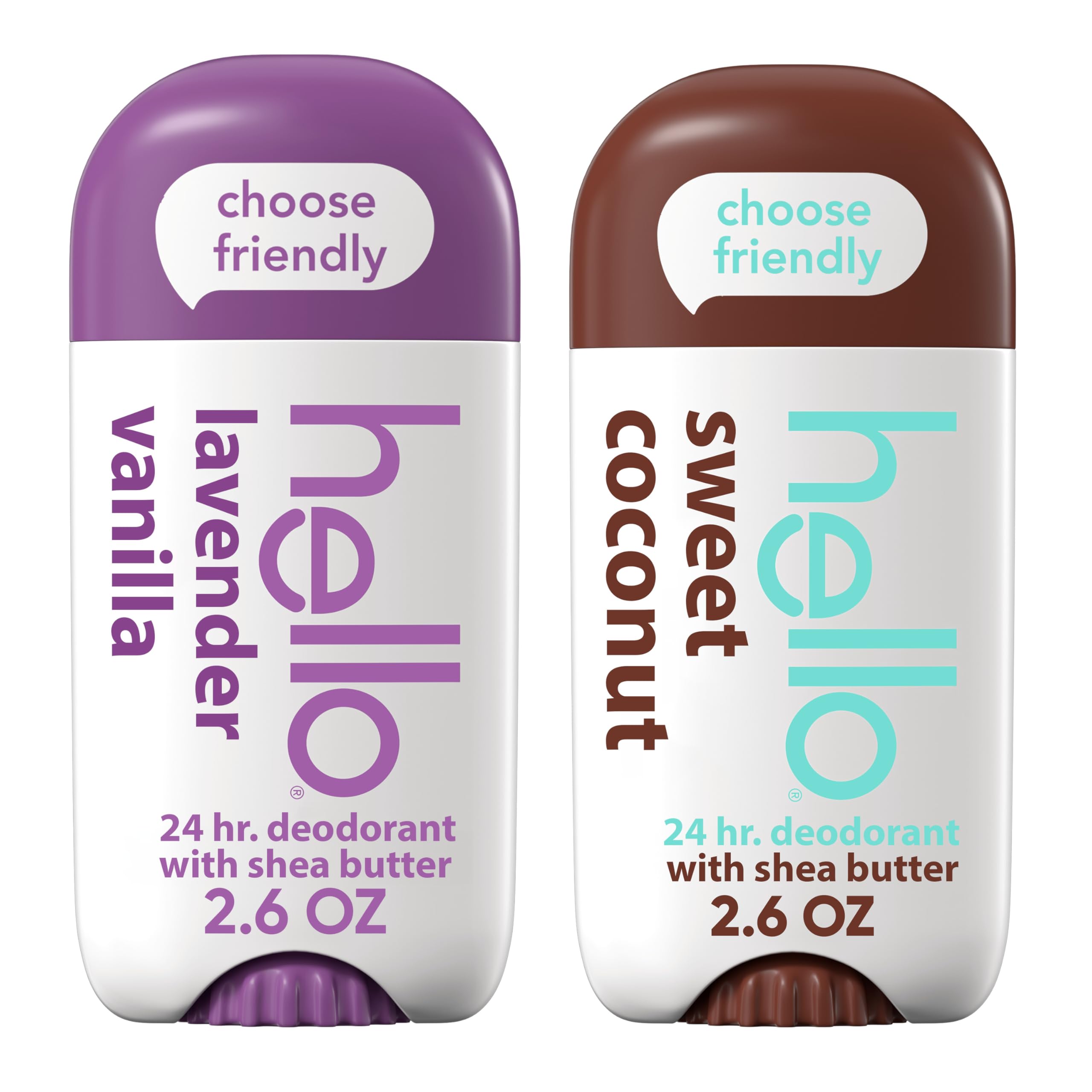 hello Deodorant Variety Pack, Aluminum Free Deodorant for Women and Men with Shea Butter, Lavender Vanilla, Sweet Coconut, Bakin