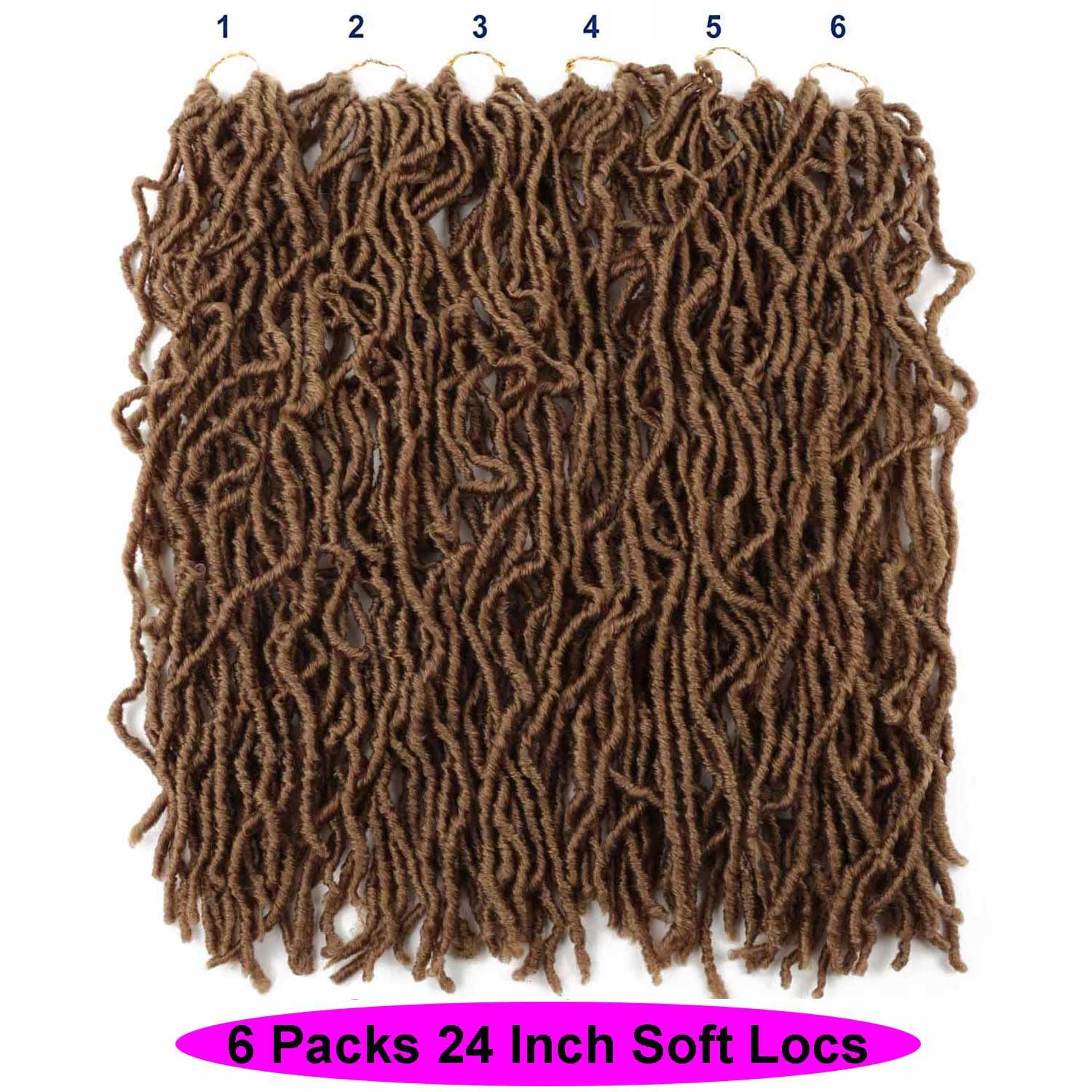 6 Packs 24 Inch Soft Faux Locs Crochet Hair Pre Looped New Faux Locs Crochet Braids Goddess Locs Dreadlocs Synthetic Hair For Bl