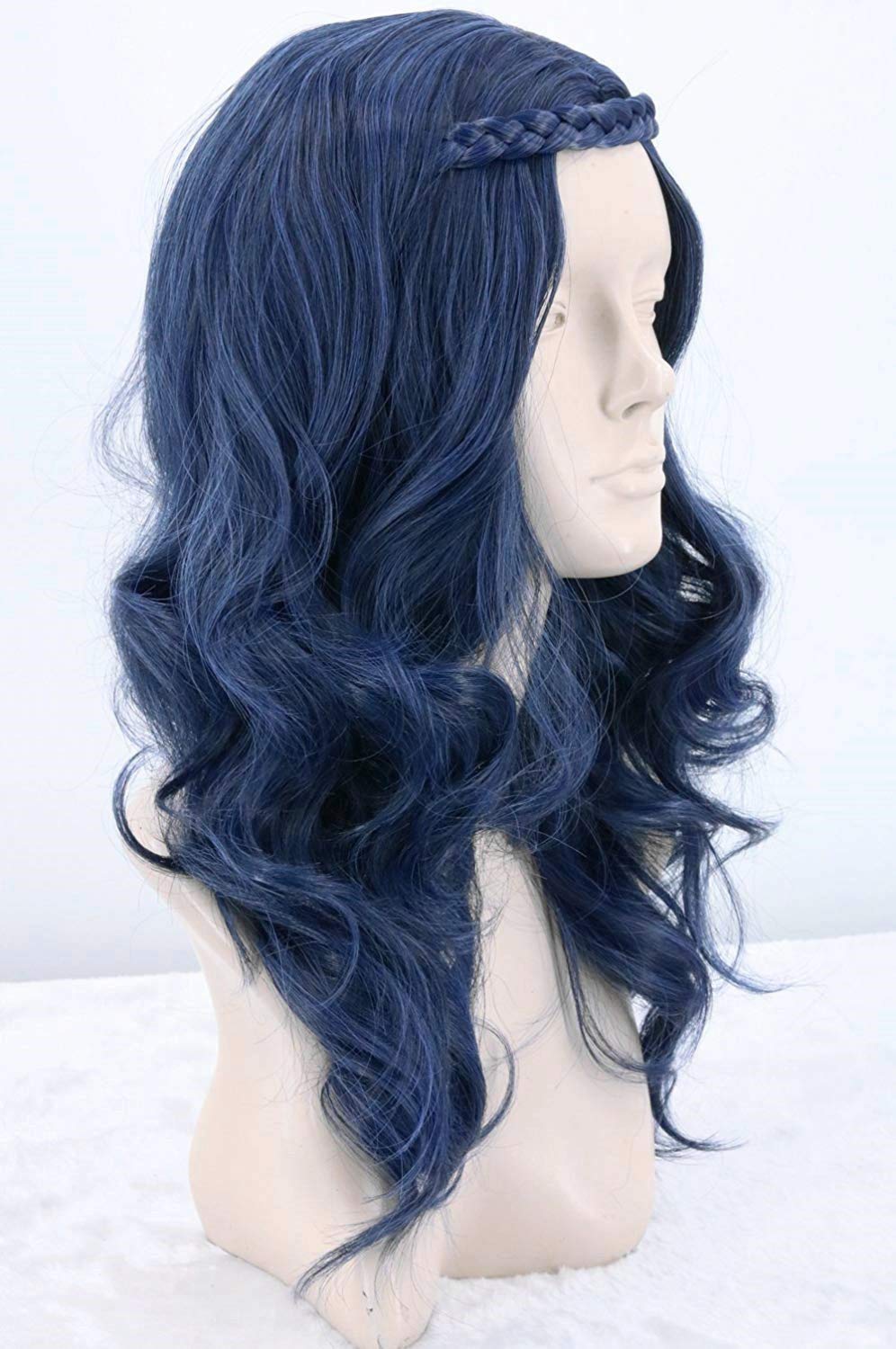 Topcosplay Girls Kids Child Wig Dark Blue Wave Halloween Costume Wigs Cosplay Wig