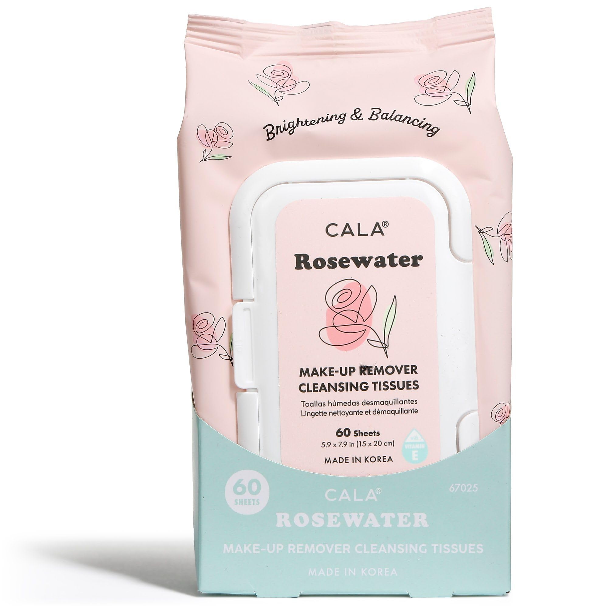 Cala Rose Water Make-Up Remover Cleansing Tissues 60 Count, 60 Count
