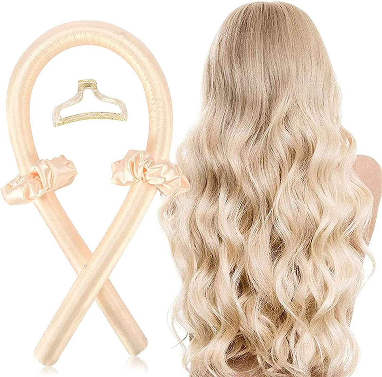 Heatless Curling Rod Headband for Long Medium Hair, Soft Silk No Heat Curls Ribbon with Foam Rollers and Hair Clips, Overnight H