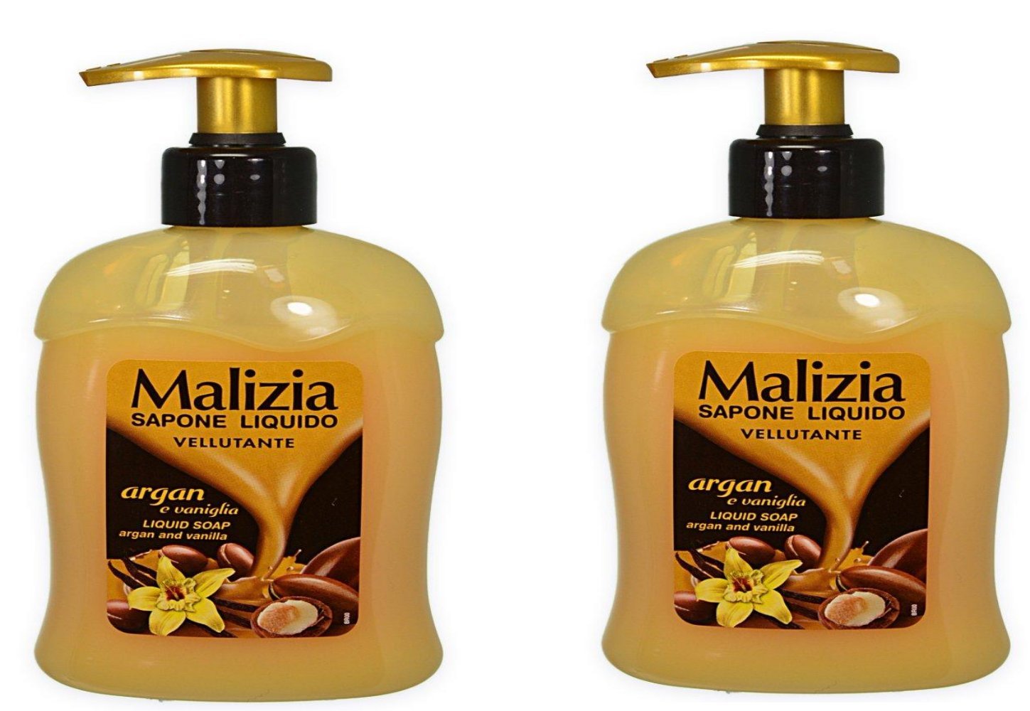 Malizia: Liquid Soap Argan and Vanilla 300 ml / 10.14 fl.oz, pack of 2