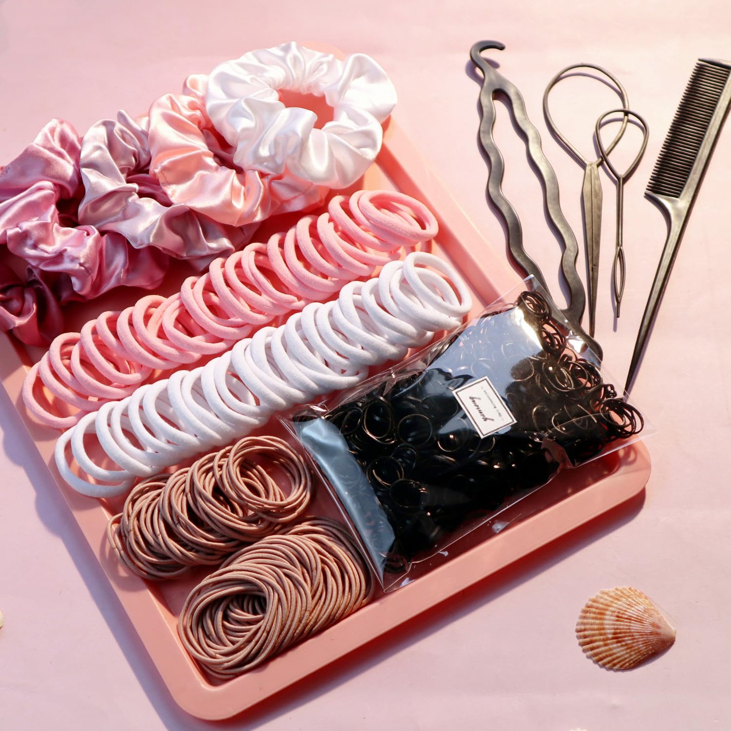 Yanrong Hair Accessories Set: 755Pcs Seamless Ponytail Holders, Scrunchies, Hair Bands, And Hair Ties For Thick And Curly Hair (