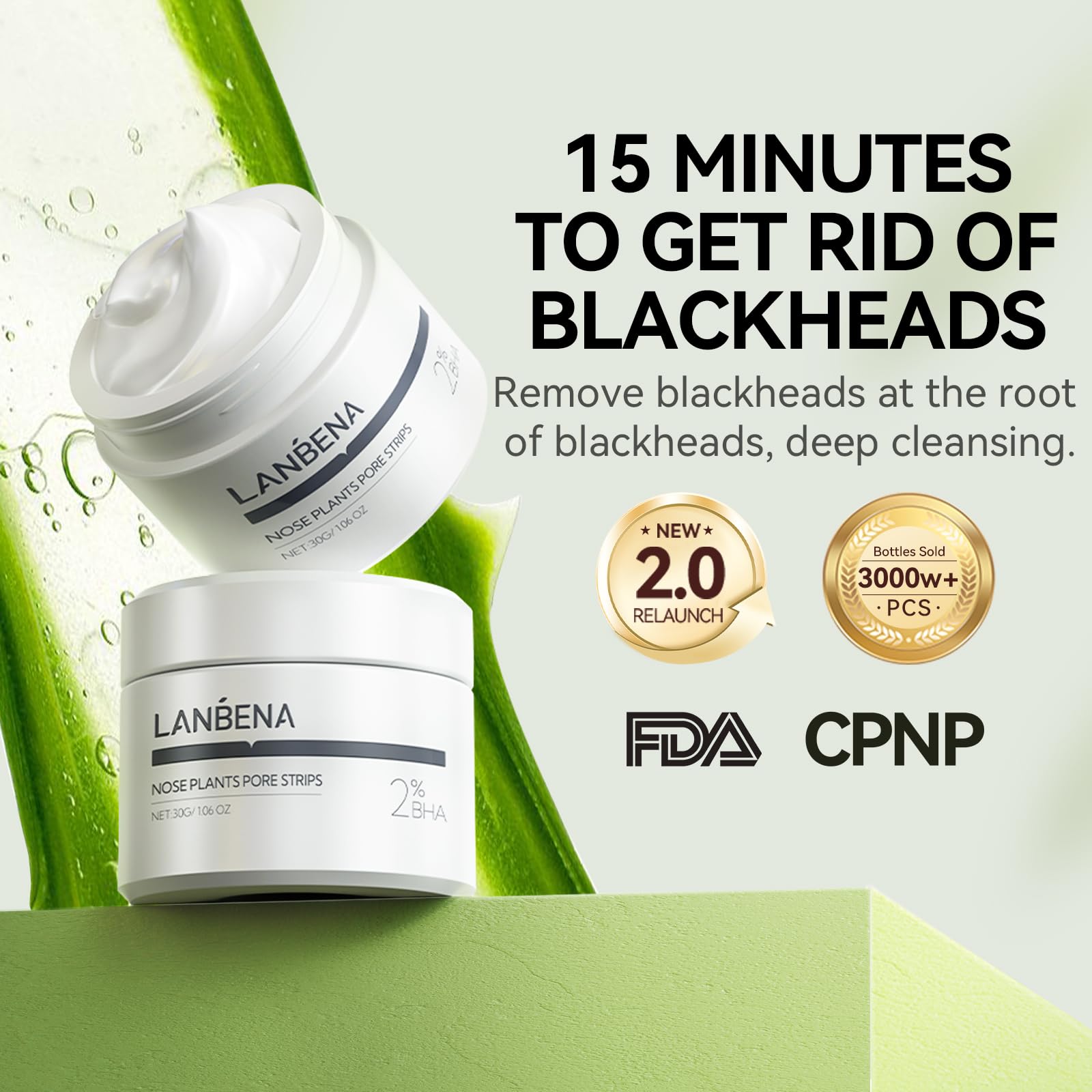 LANBENA Blackhead Remover for Face, 60 Pieces Pore Strips, Nose Plant Strips for Blackheads(1.05 Ounce)
