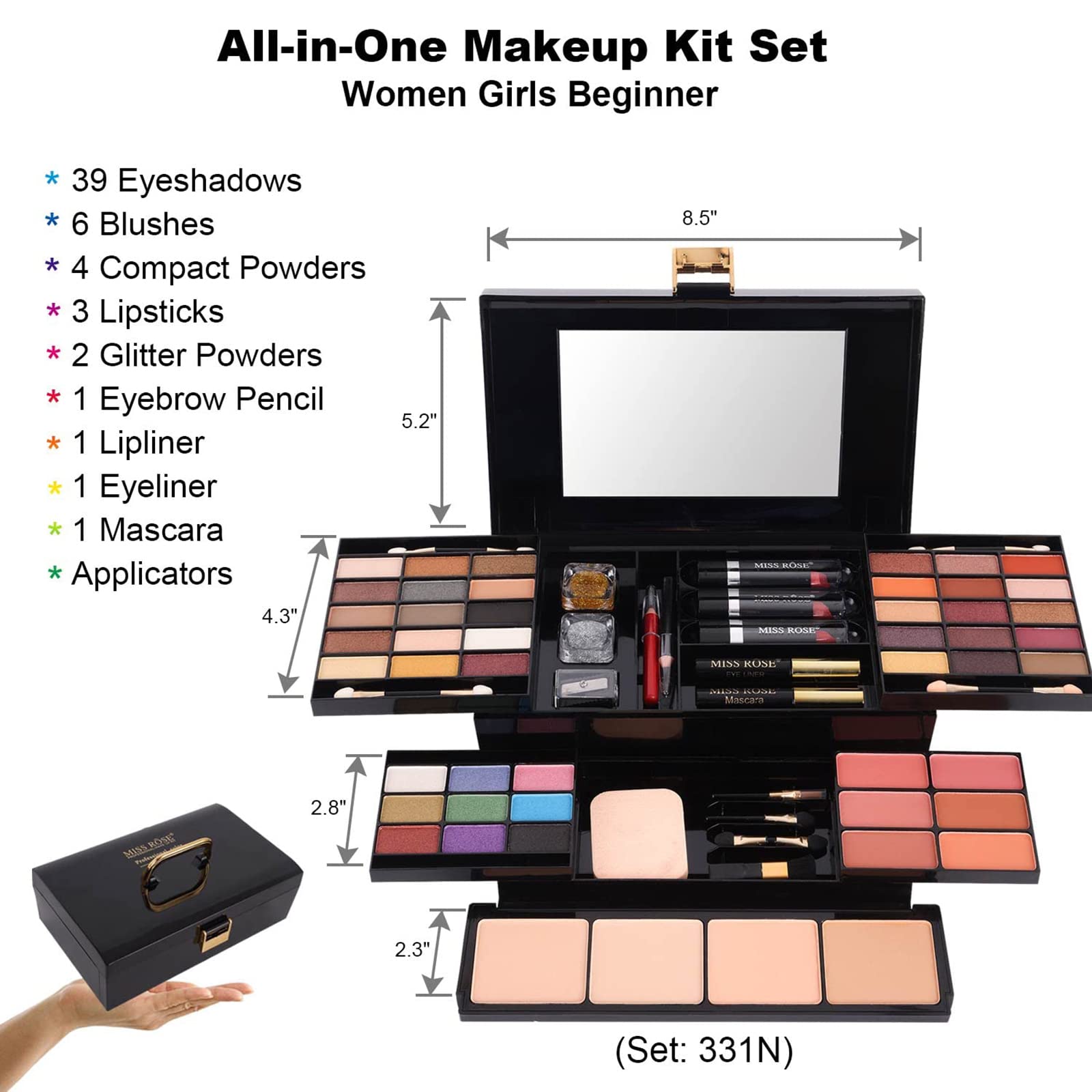 Miss Rose M 58 Color Professional Makeup Pallet, Makeup Kit For Women Full Kit, All In One Makeup Kit Set, Makeup Gift Set For W
