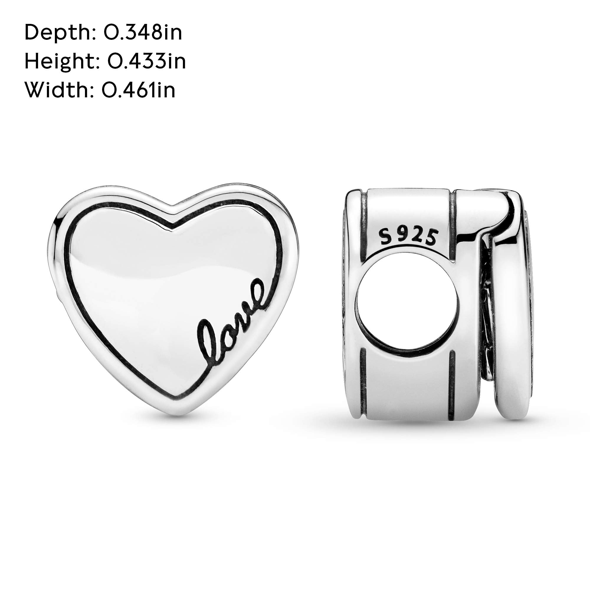 PANDORA Jewelry Logo Yes Heart Cubic Zirconia Charm in Sterling Silver