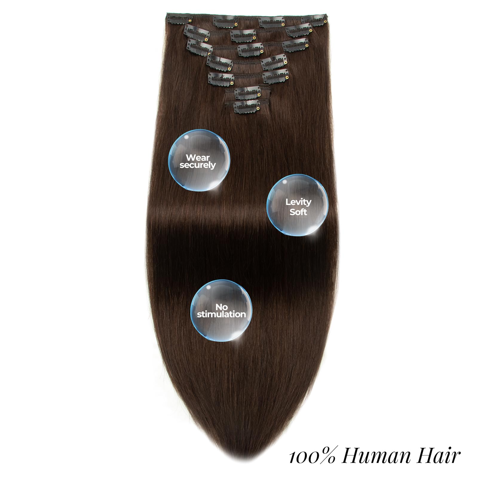 Moucyo Clip In Hair Extensions 7Pcs/120G, 100% Remy Clip In Hair Extensions Real Human Hair 14 Inch, 16Clips Seamless Clip In Ha