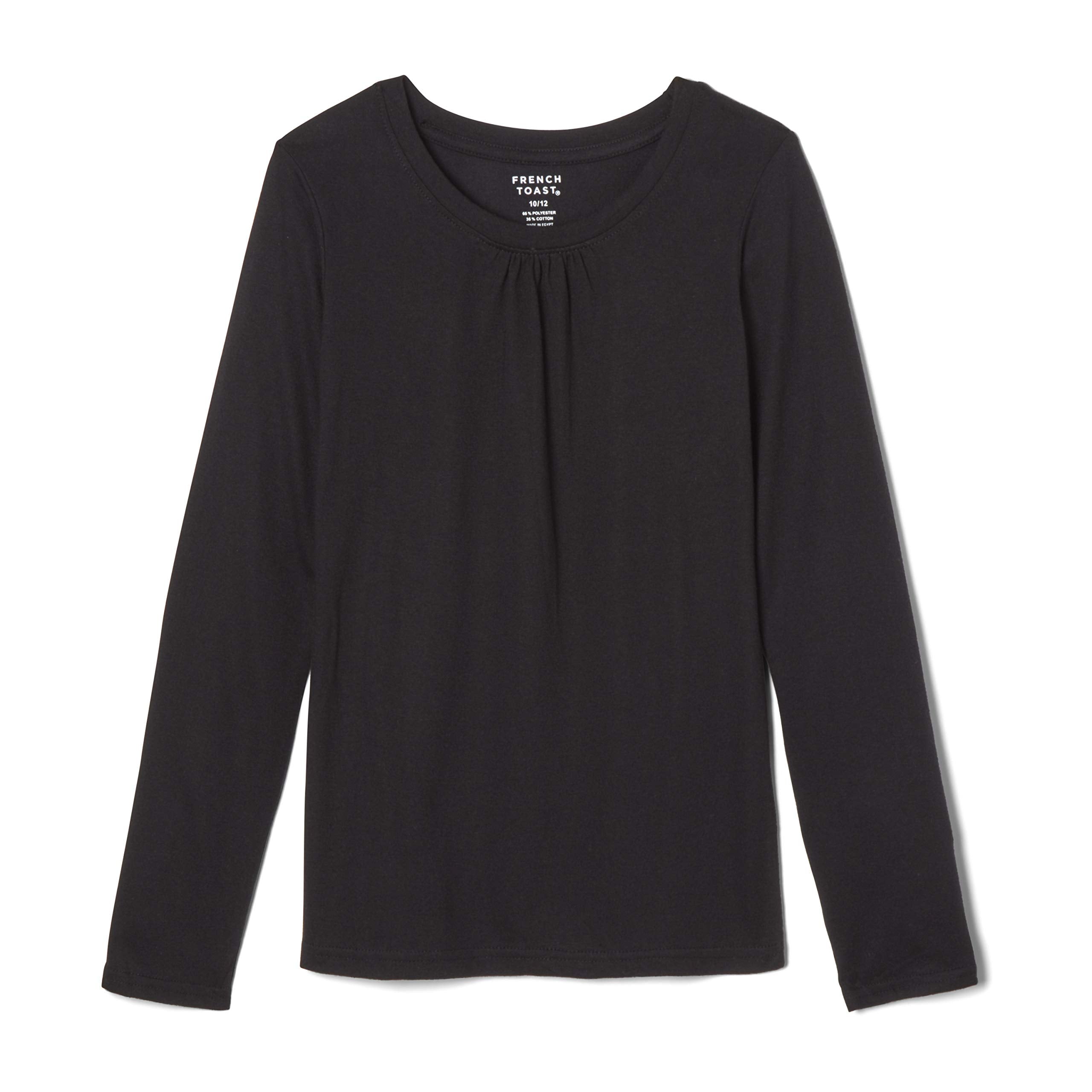 French Toast girls Long Sleeve crewneck Tee T Shirt, Black, 4 US