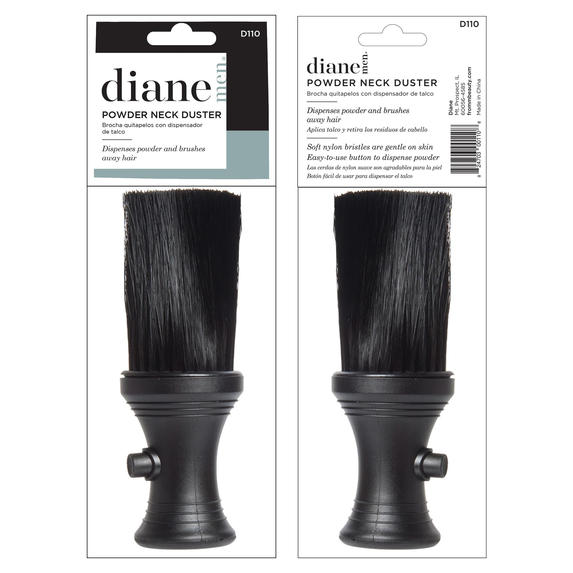 Diane Neck Duster with Powder Dispenser Barber and Salon Brush to Remove Loose Hair from Neckline and Ears, Soft Nylon Bristles,