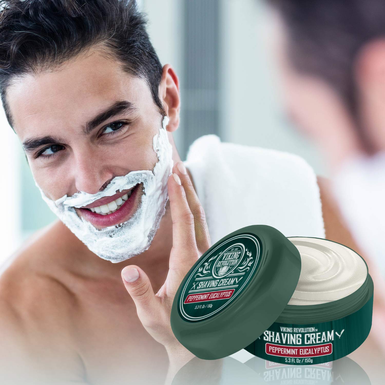 Luxury Shaving Cream Peppermint & Eucalyptus Scent - Soft, Smooth & Silky Shaving Soap - Rich Lather For The Smoothest Shave - 5
