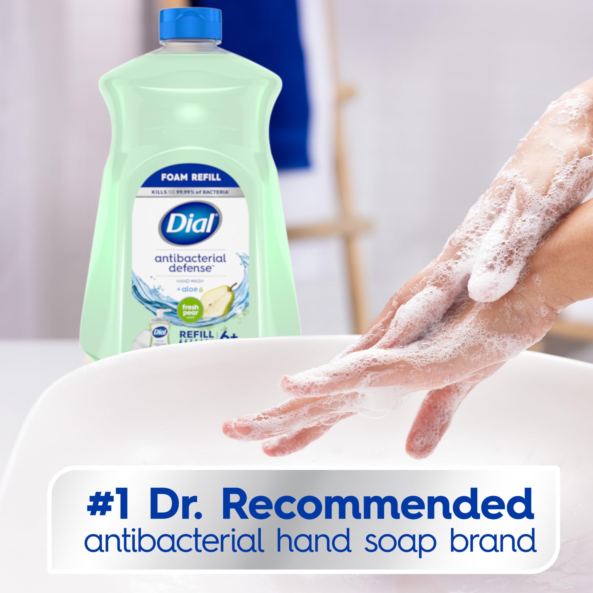 Dial Antibacterial Foaming Hand Soap Refill, Fresh Pear, 52 Fl Oz