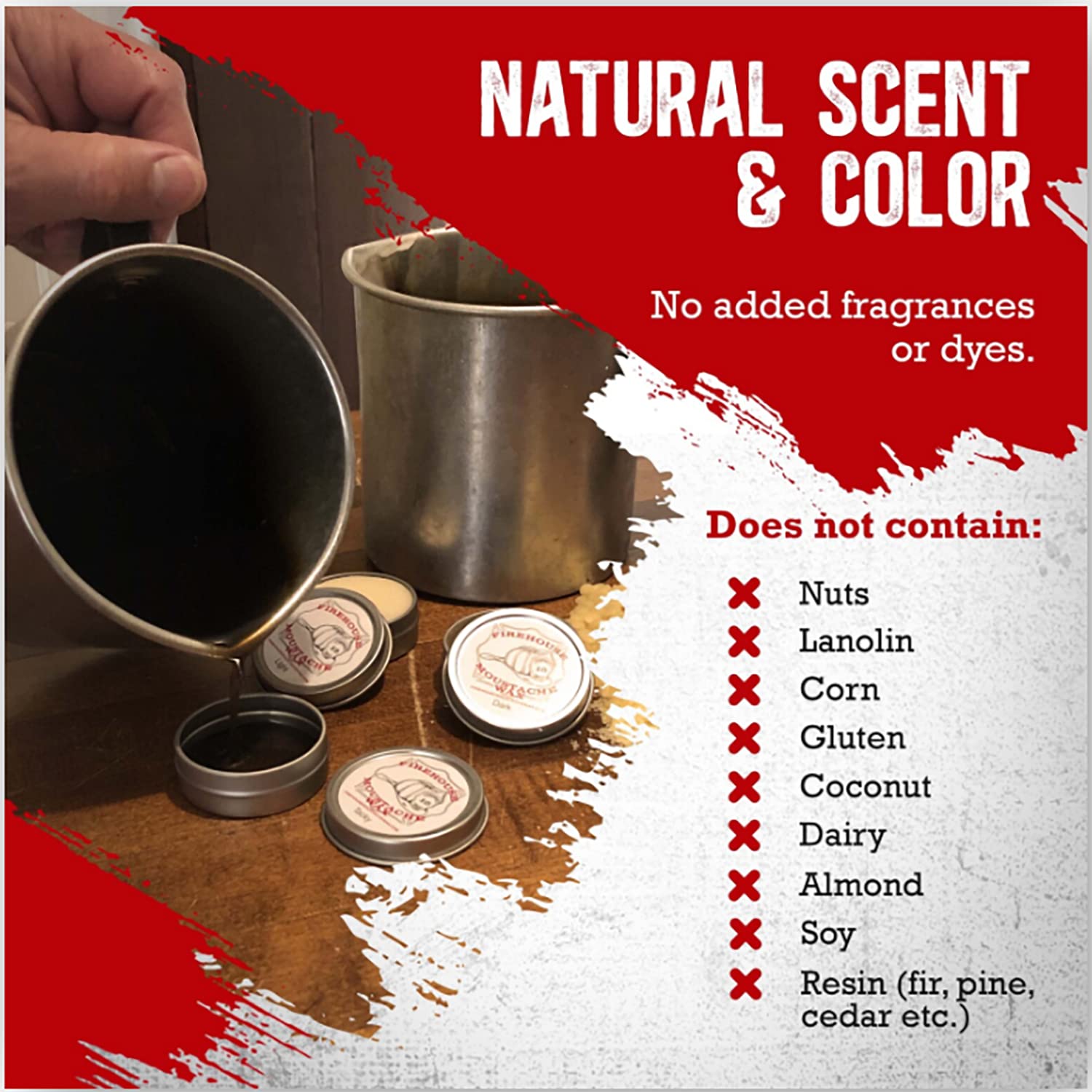 Firehouse Moustache Wax Light - For Beard & Mustache Shaping, Naturally Scented & Colored All-Weather Mustache & Beard Wax (1 Ou