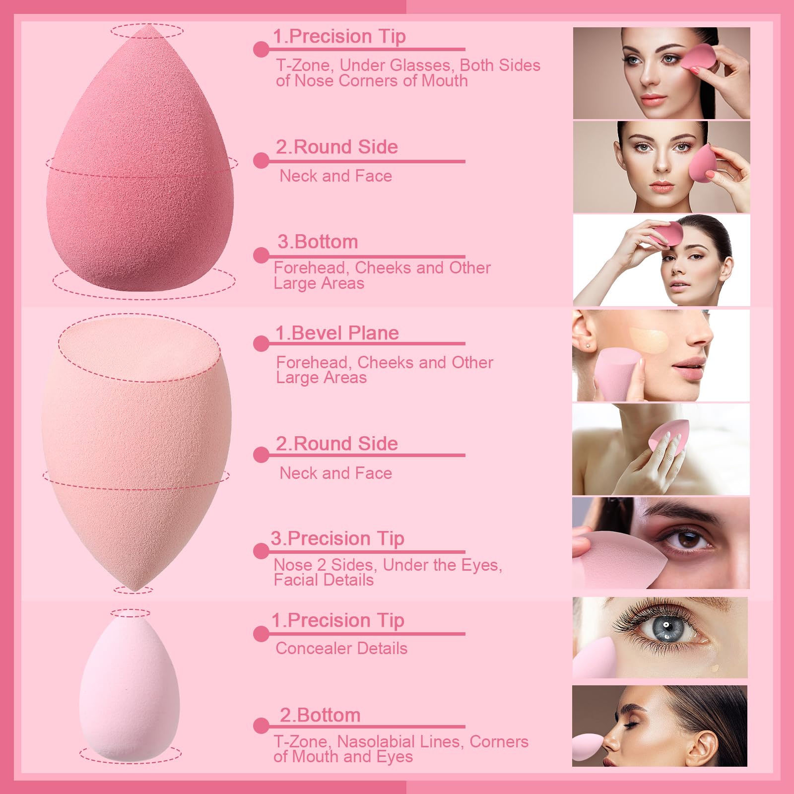 17PCS Makeup Sponge Set with 6PCS Powder Puff, 3PCS Mini Makeup Sponges, 3PCS Foundation Mini Make Up Sponge Puff and 1PCS Make