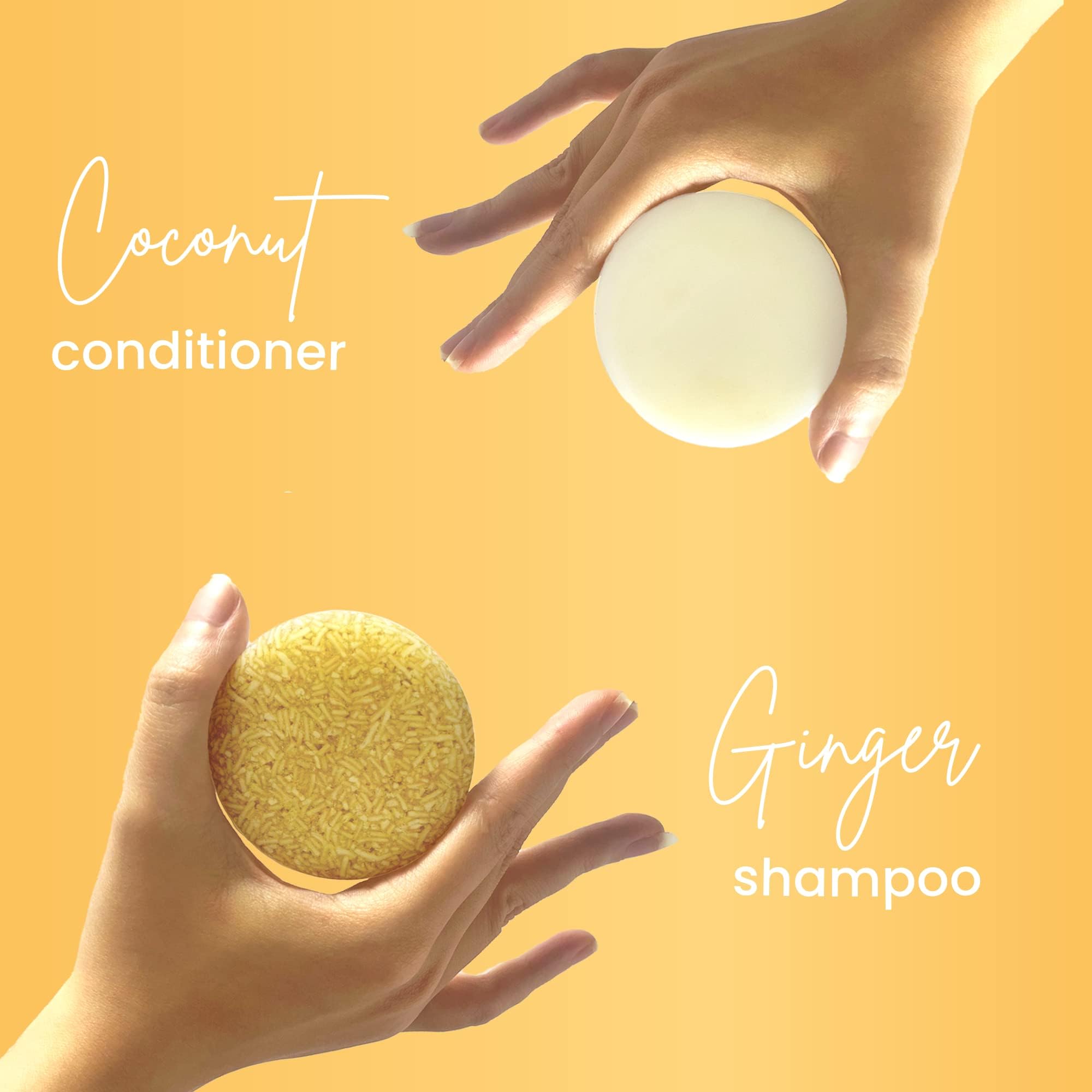 Muun Ginger Shampoo and Conditioner Bar Pack 3 - Hair Growth & Regrowth, Anti Hair Loss, Strengthen & Volumize, pH Balanced - Su