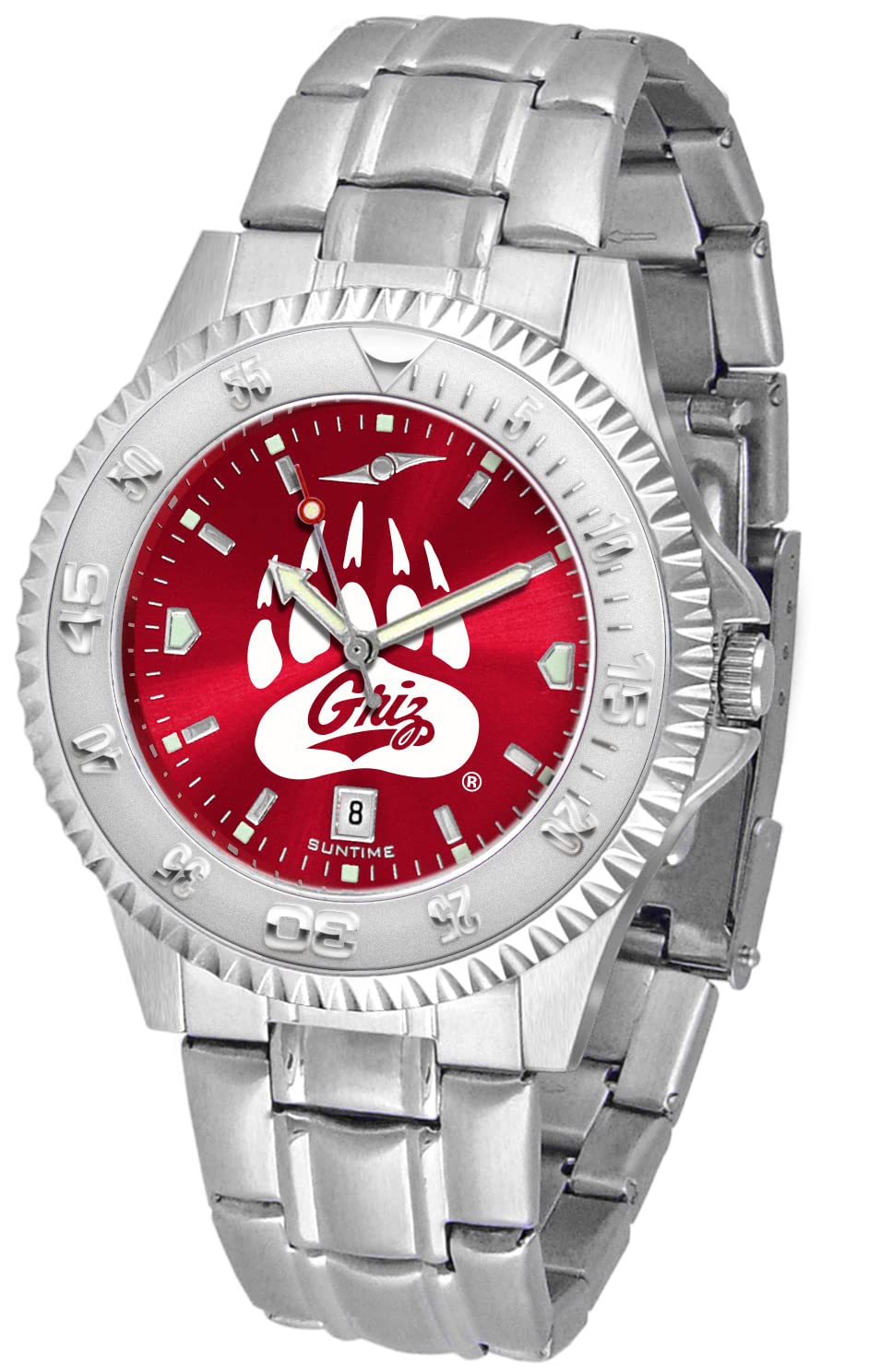 SunTime Men's Collegiate Competitor 40mm Watch - Montana Grizzlies with 20mm Stainless Steel Band - Anochrome