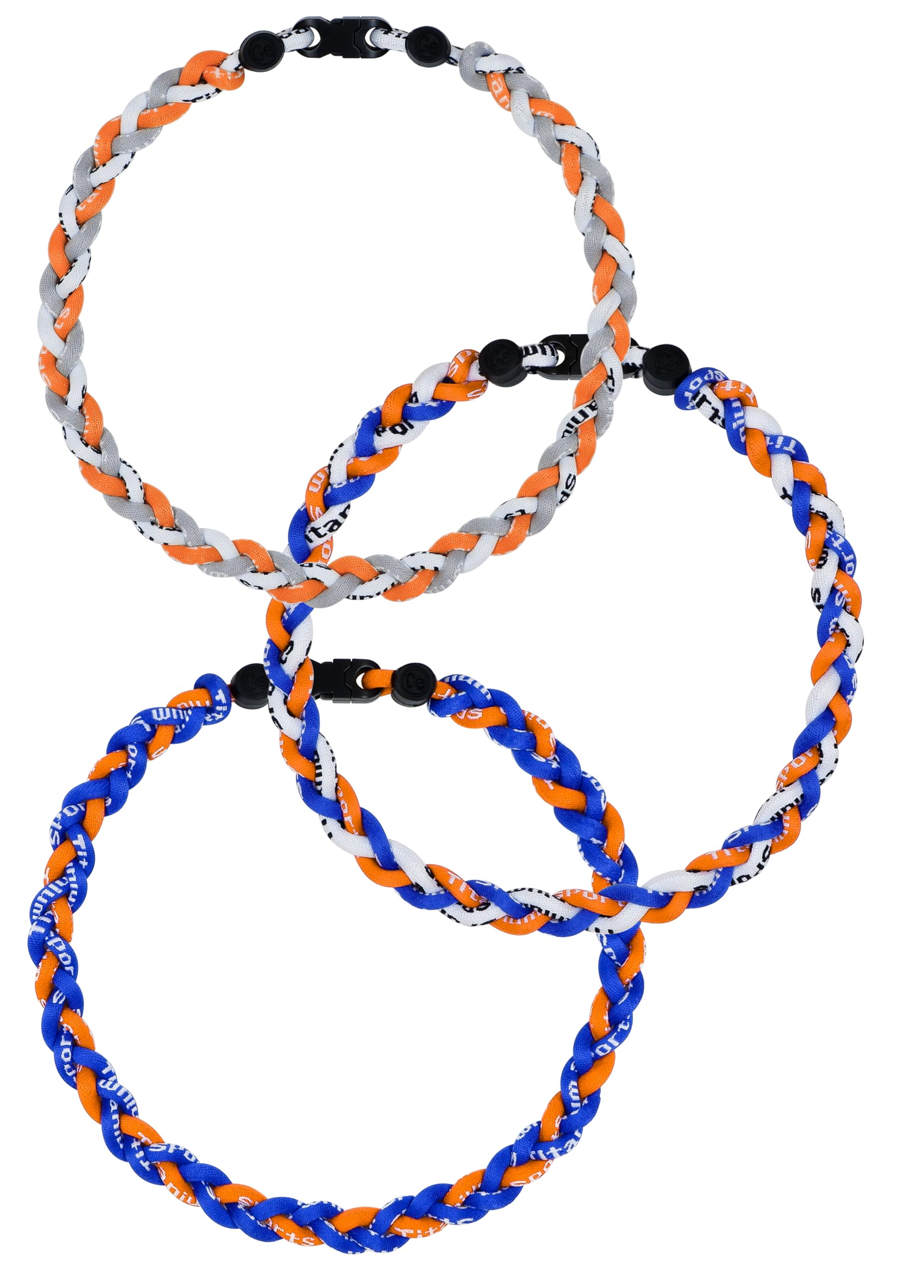 SUPBOMM 3 pcs Baseball Rope Necklaces, League Team Colors Braided Necklace, Baseball Team Gifts, Mets