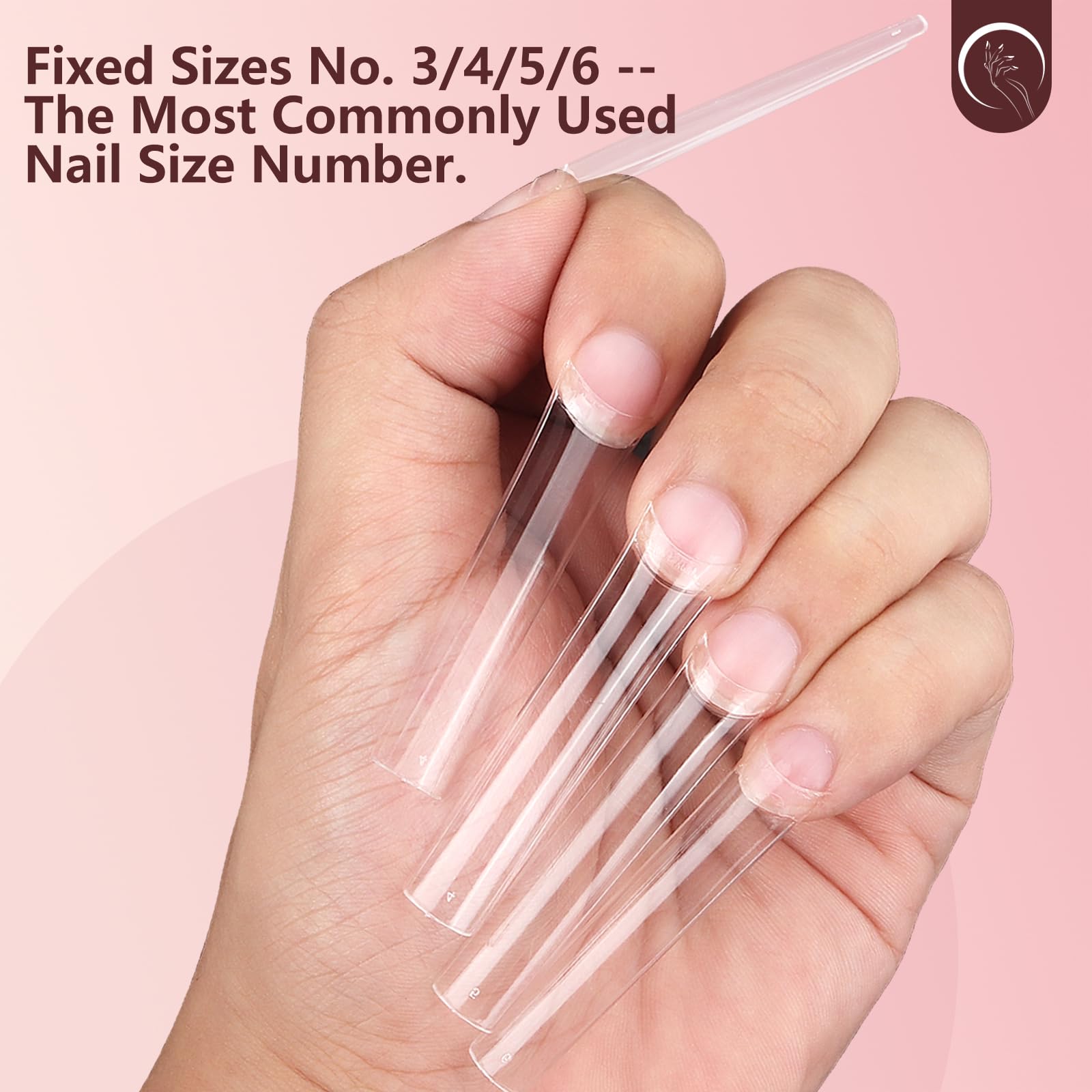 No C Curve Square Refill Nail Tips, 3Xl Long Clear Straight Tapered Square Gel Nail Tips, 200Pcs(Fixed Size No. 3.4.5.6 With Bag