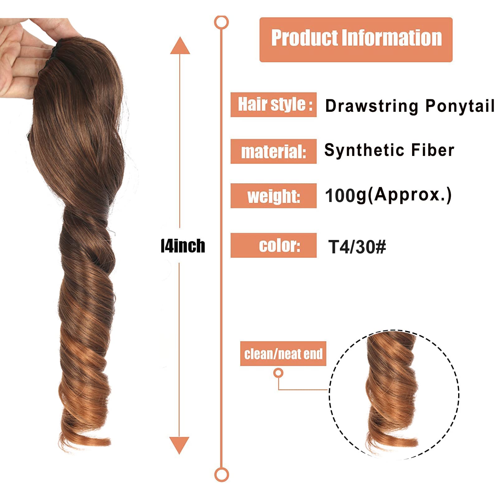 Oseti Short Curly Hair Extensions Spiral Curl Drawstring Ponytail For Black Women 14Inch Ombre Brown Blonde Ponytail Extension R