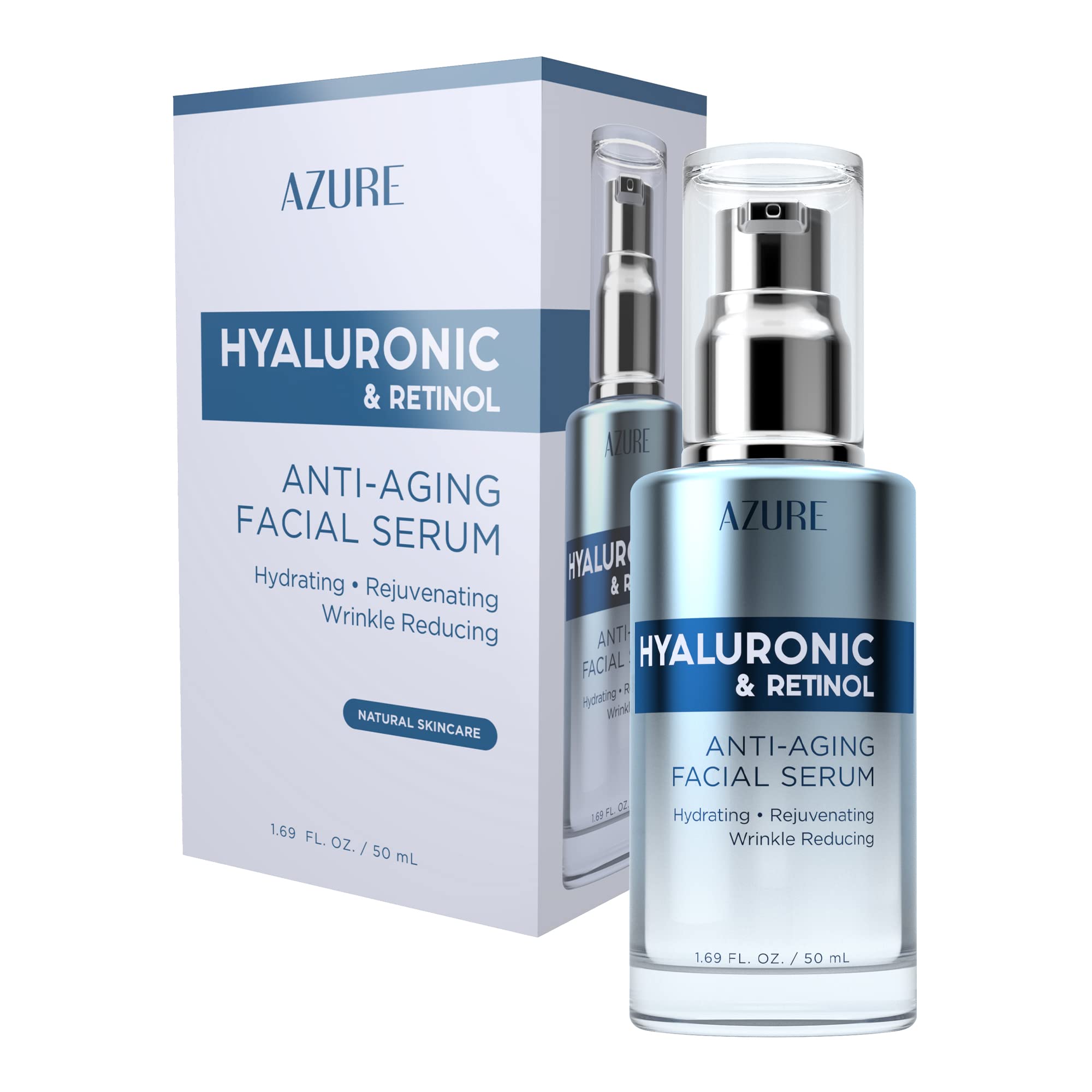 Azure Hyaluronic & Retinol Anti Aging Facial Serum - Hydrating, Anti Aging & Rejuvenating | Reduces Wrinkles, Fine Lines & Creas