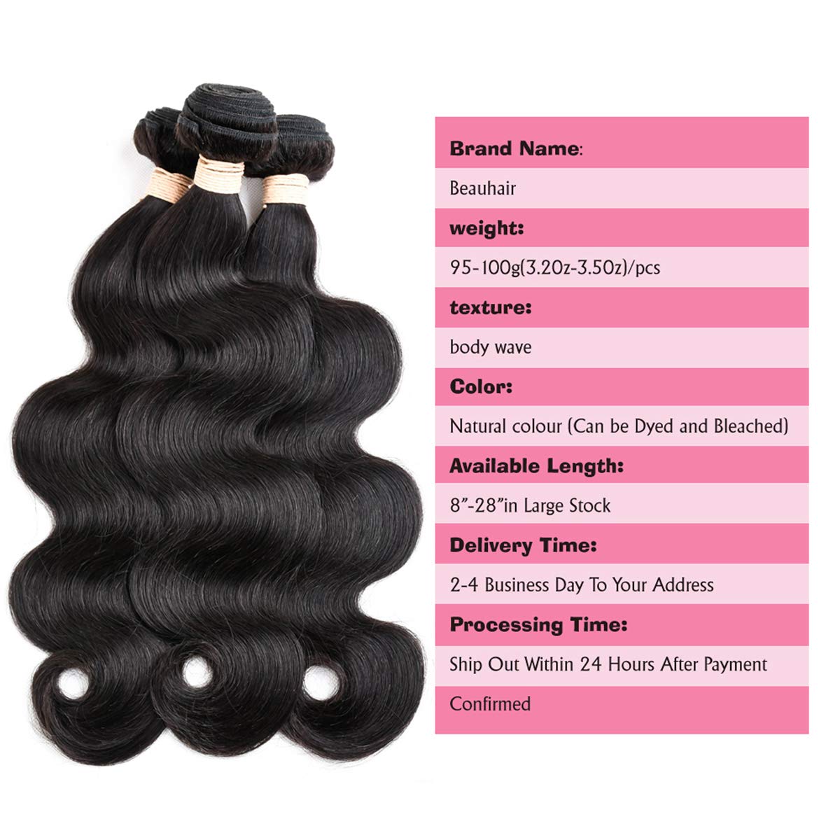 Beauhair Body Wave Bundles With Frontal Human Hair Bundles With Lace Frontal 9A Grade Brazilian Virgin Hair Ear To Ear Frontal W