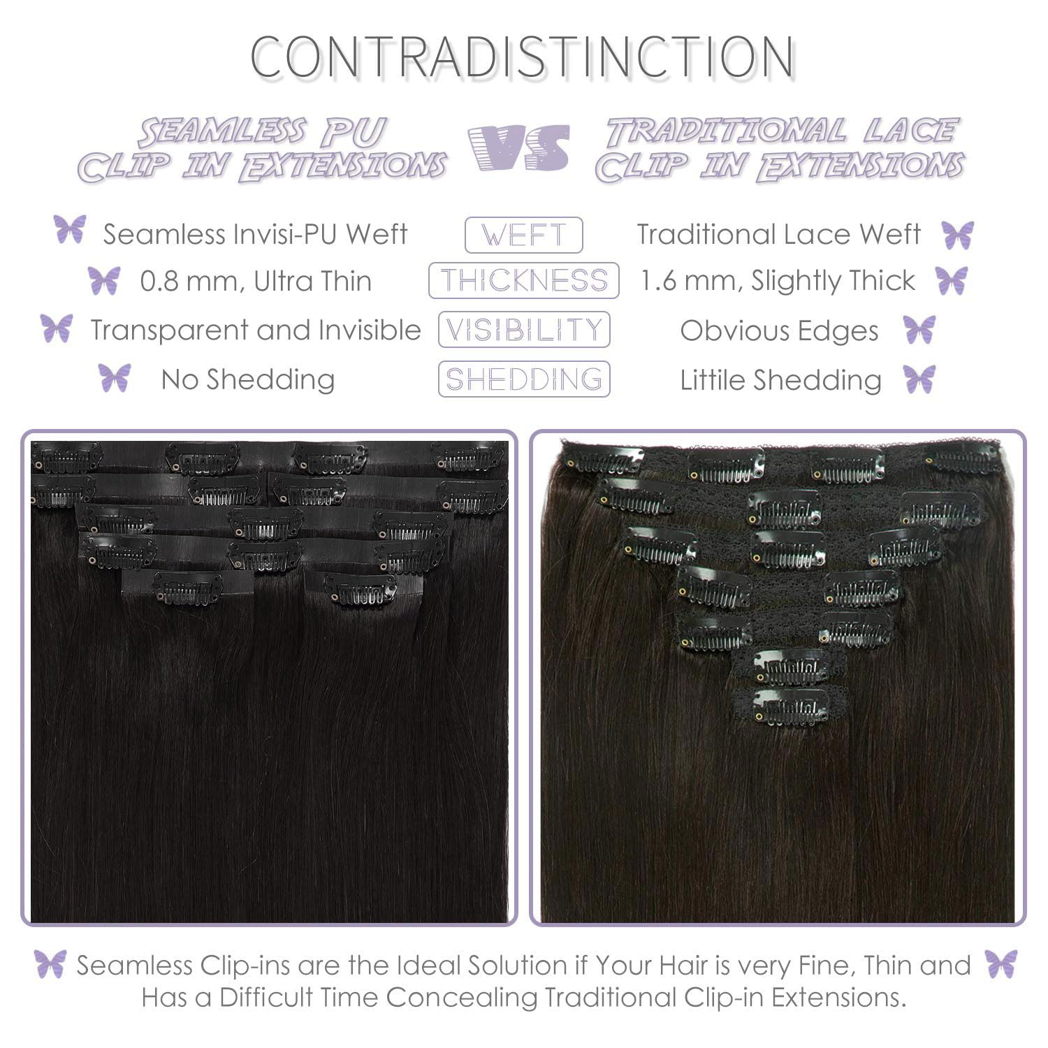 Lacer Hair Ultra Seamless Hair Extensions Clip In Remy Human Hair 16 Inch Double Pu Weft Transparent Hair Extensions Tape Clip I