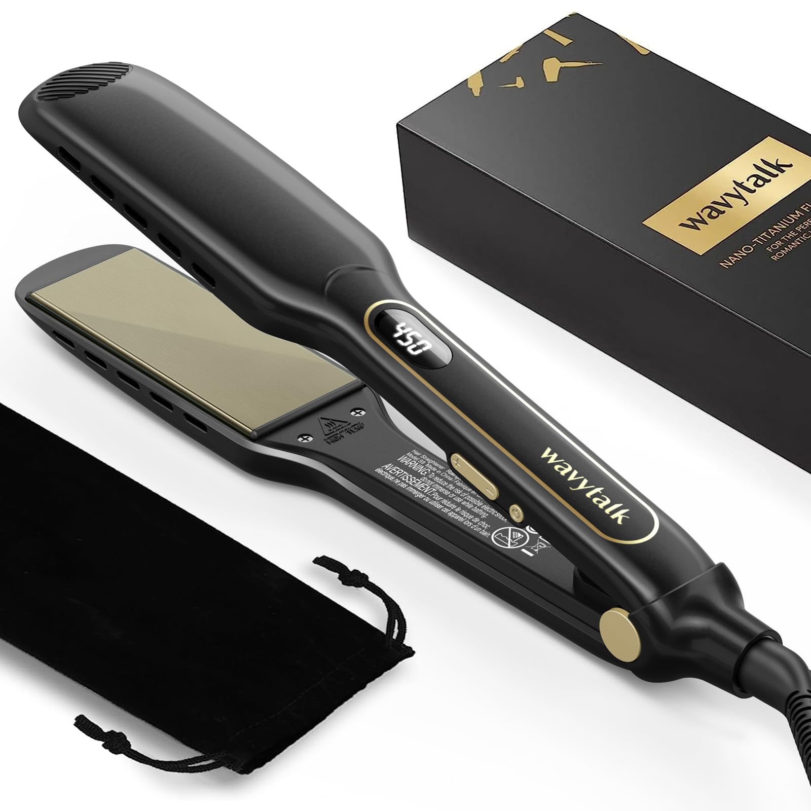 Wavytalk Hair Straightener, Wet to Straight Flat Iron, Titanium Flat Iron 1.7 Inch Wide Flat Iron for Hair, Professional Straigh