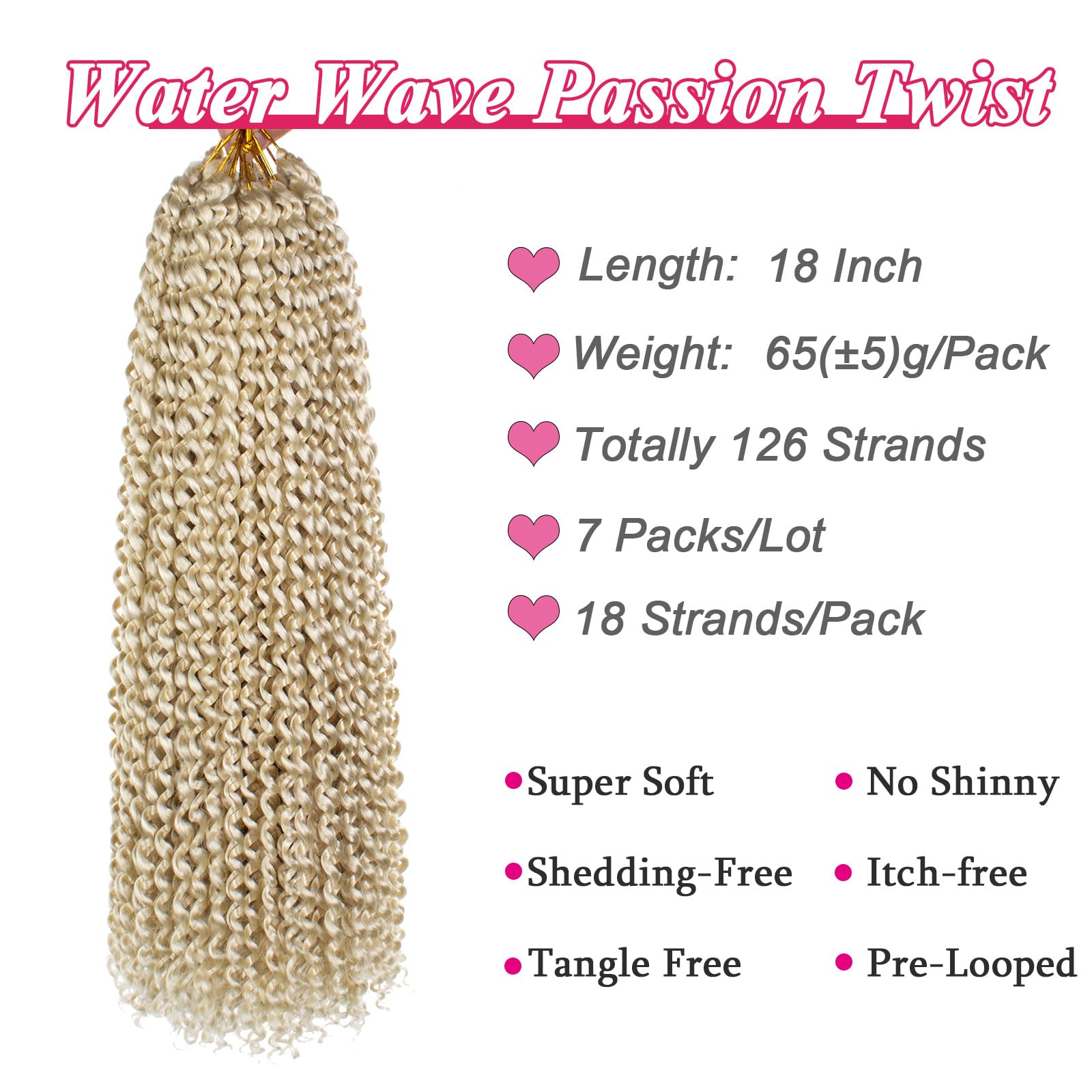 Leeven 18 Inch Water Wave Crochet Braids Hair For Butterfly Locs Passion Twist Crochet Hair Hot Water Setting Blonde Passion Twi