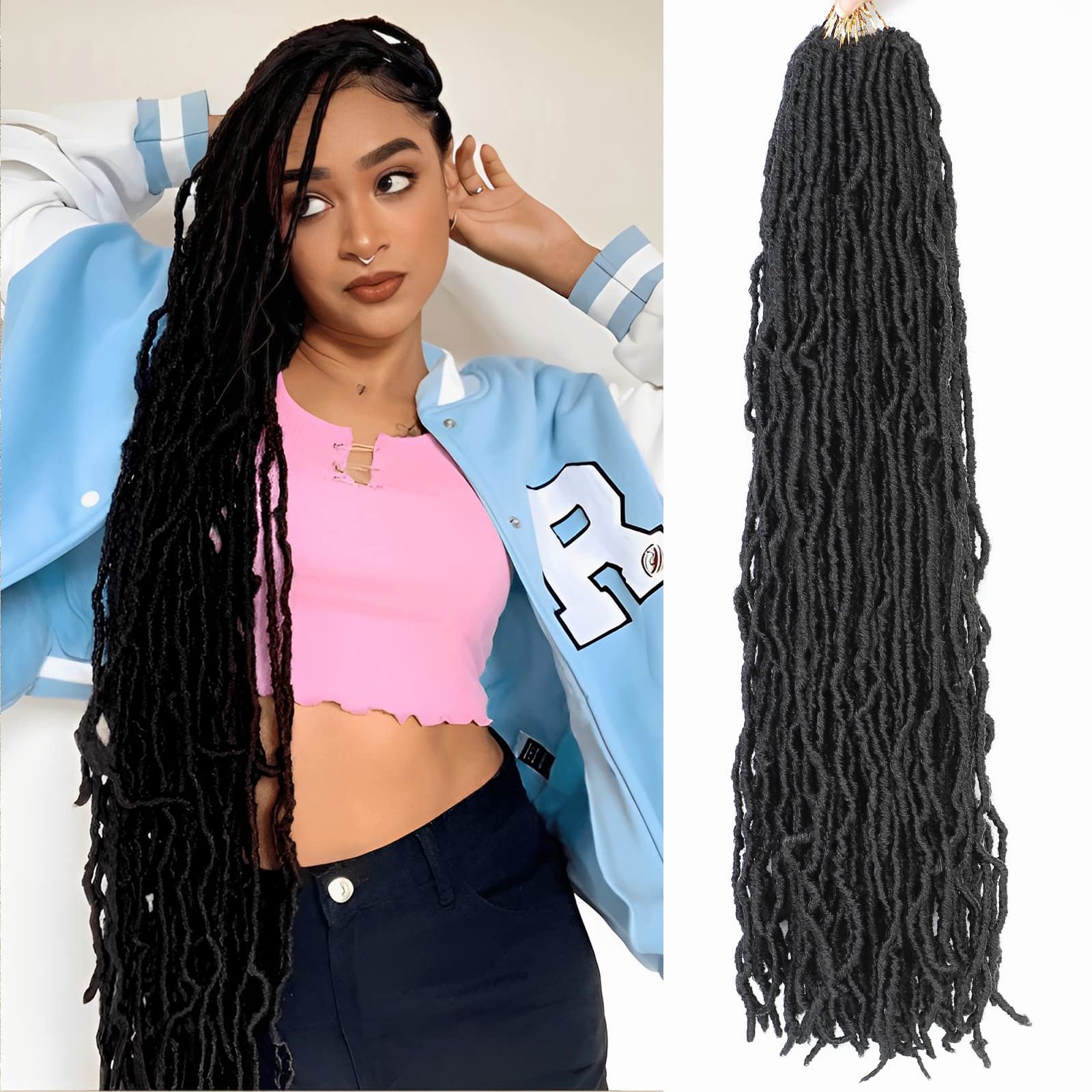 Faux Locs 26 Inch Soft Locs Curly Crochet Hair 7 Packs Crochet Locs For Black Women Pre Looped Butterfly Loc Goddess Faux Locks 