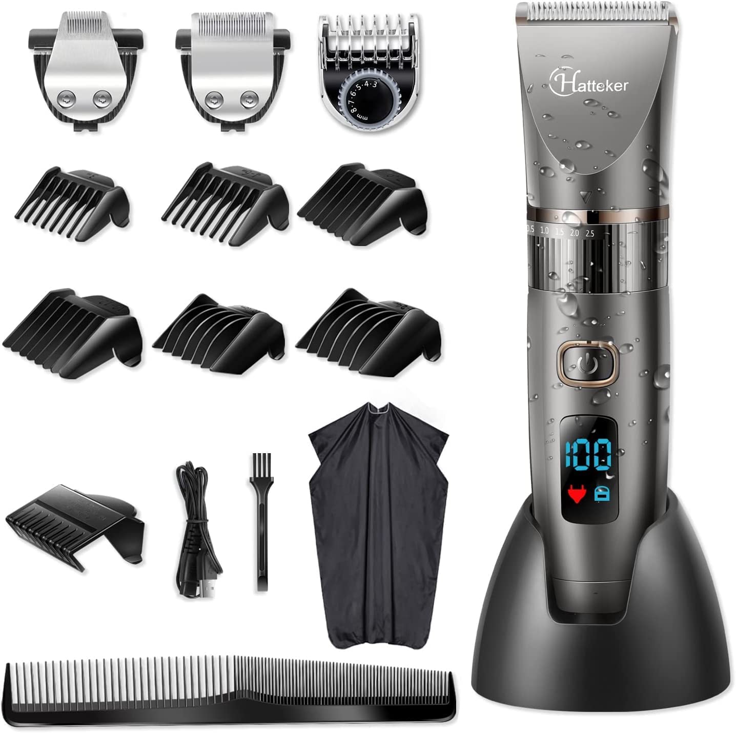 Hatteker Beard Trimmer For Men Professional Hair Clipper Hair Trimmer Shaver Haircut Detail Trimmer Hair Cutting Kit For Men Cor