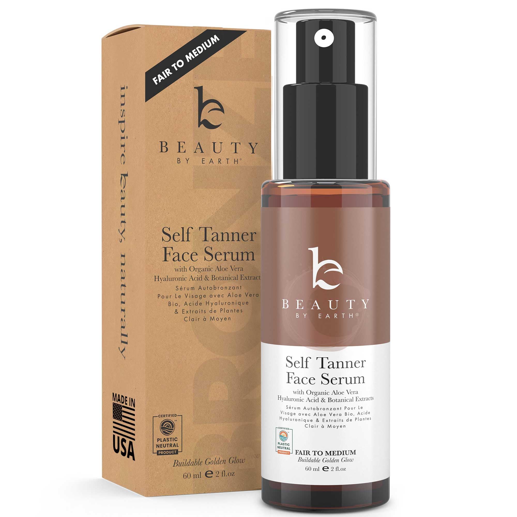 Face Tanner Serum - Fair to Medium Sunless Tanner for Face Sunless Tanner with Hyaluronic Acid - Self Tanner for Face Self Tan -
