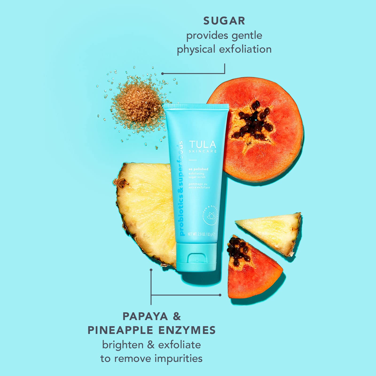 Tula Skin Care So Polished Exfoliating Sugar Scrub | Face Scrub, Gently Exfoliates With Sugar, Papaya, And Probiotic Extracts Fo
