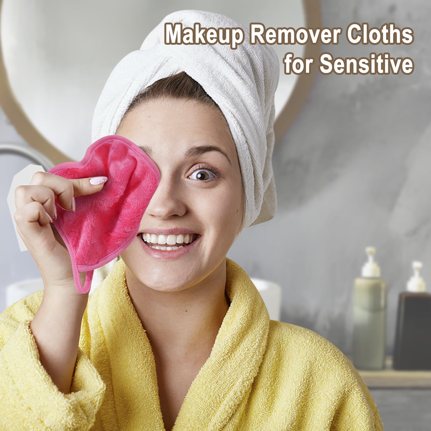 Kodamo Makeup Remover Cloth, Reusable Makeup Remover Pads Washable Travel Bag, Microfiber Makeup Removal Face Wash Cloths With J