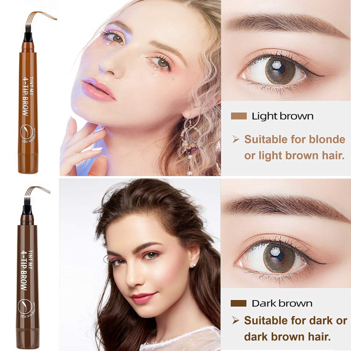3Pcs Black Eyebrow Pen - Waterproof Microblading Eyebrow Pen,Long Lasting,Easily Create Natural Eyebrow Makeup
