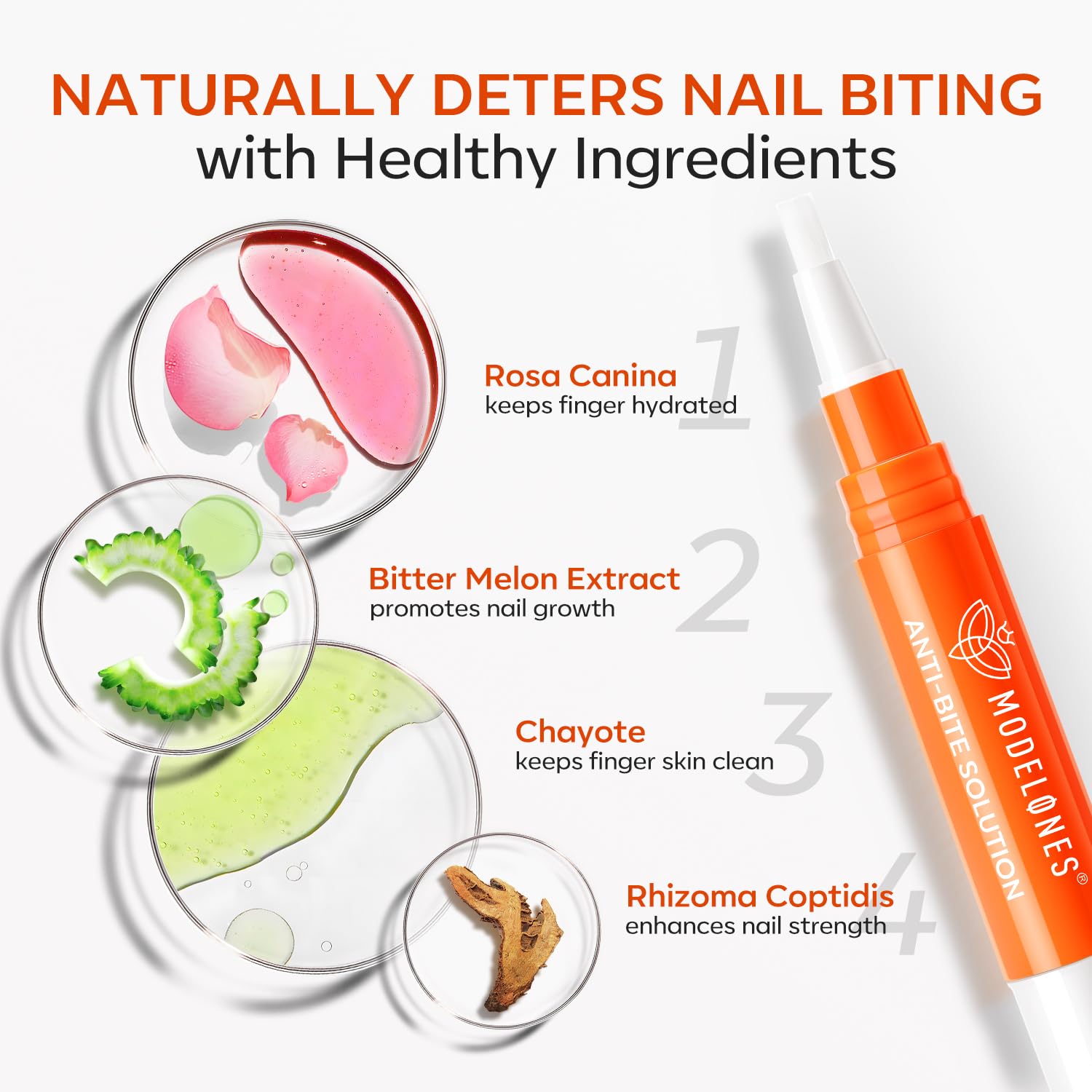 Modelones Stop Nail Biting Pen, Nail Biting Prevention, Thumb Sucking Deterrent, Nail Biting Treatment For Kids & Adults, Natura