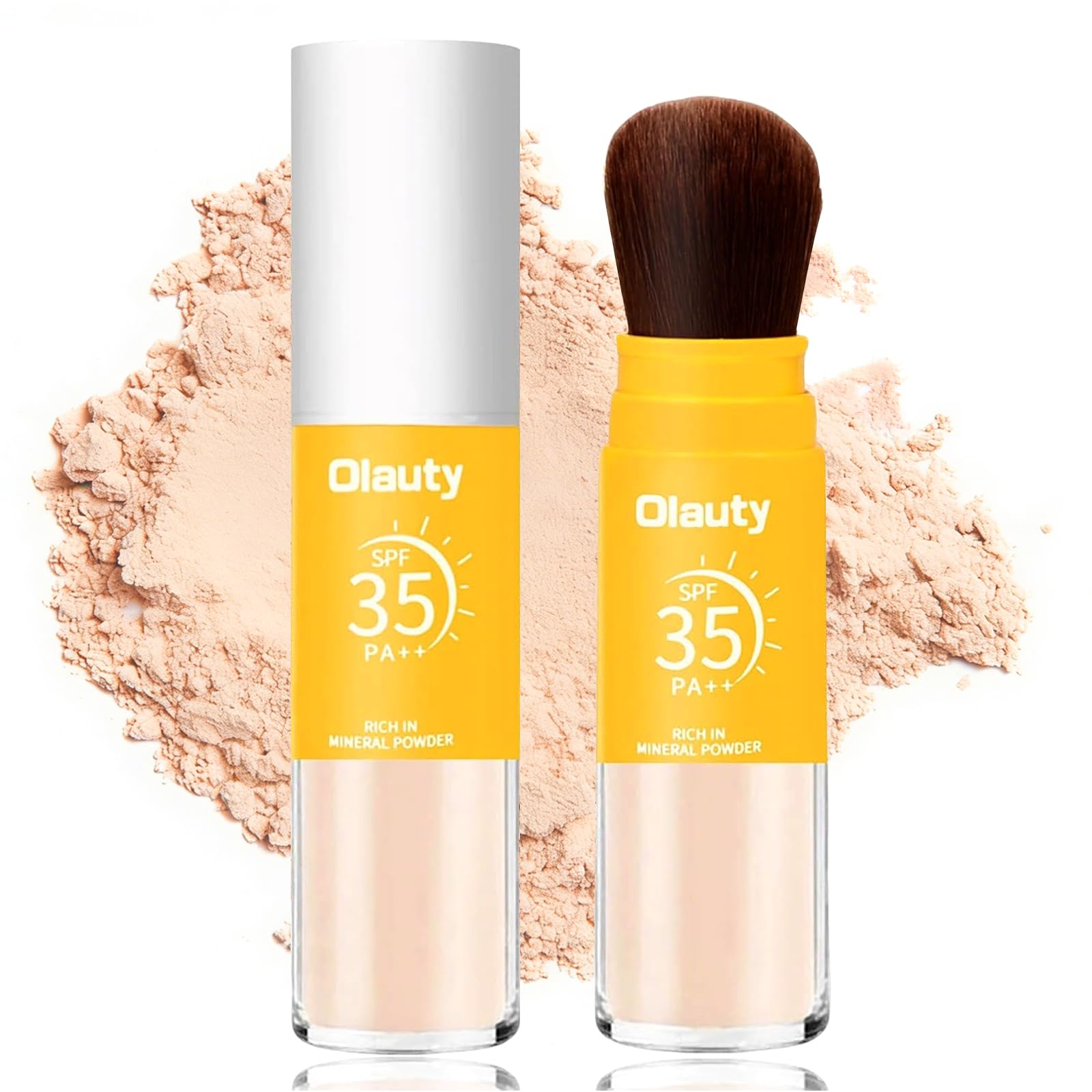 Mineral Powder Sunscreen for Face & Scalp, SPF 35 Brush on Sunscreen Setting Powder, Oil Control Lasting Lightweight Hair Face P
