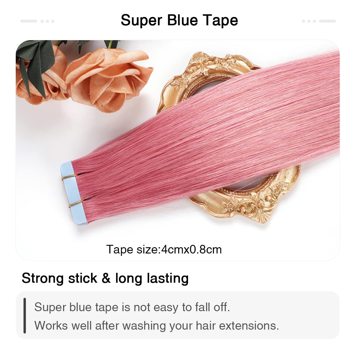 Suyya Tape In Hair Extensions Human Hair Hot Pink Tape In Hair Extensions 14 Inch 10Pcs/Pack Straight Tape In Extensions 20G