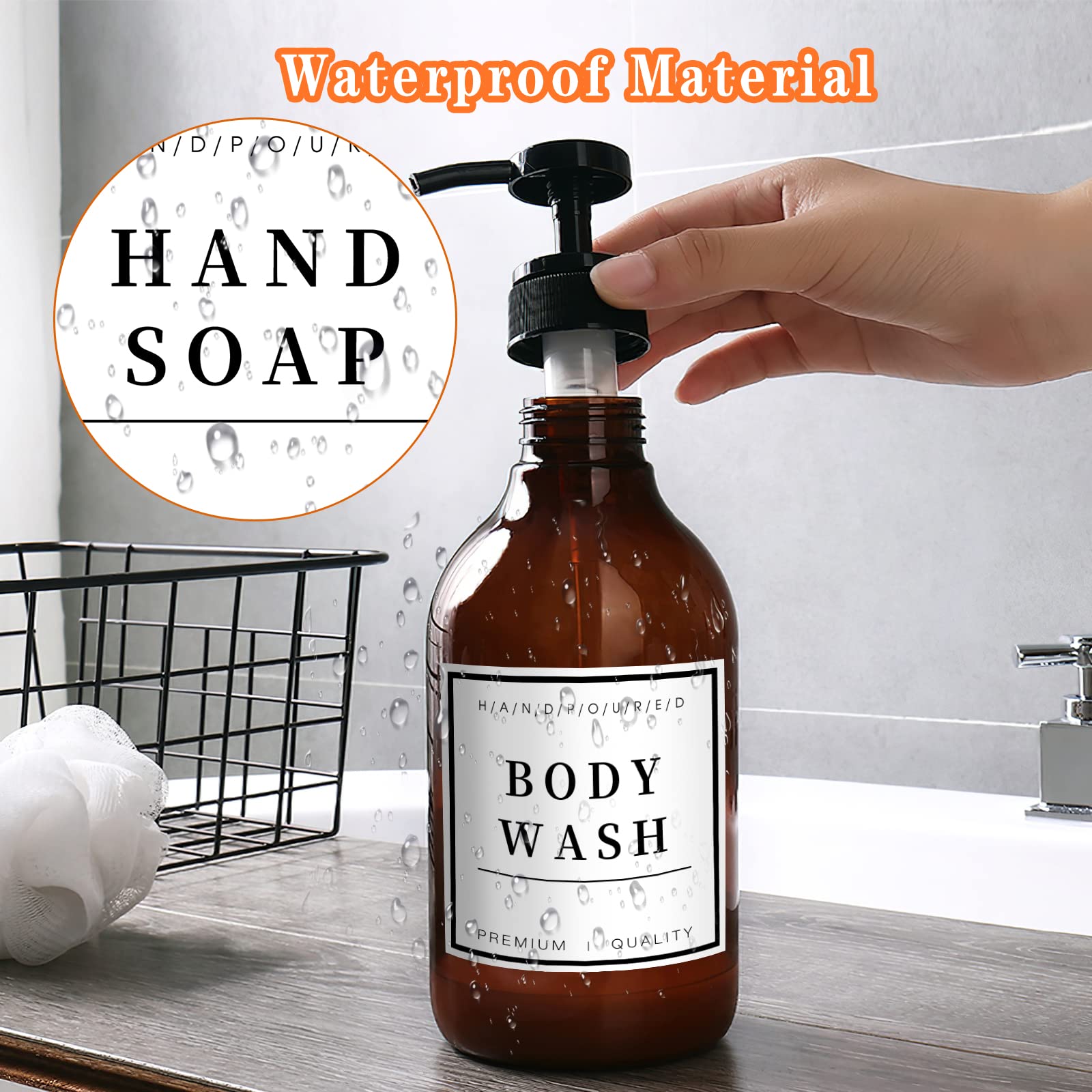 36 Pcs Waterproof Labels For Bottles, Bathroom Hand Soap Dispenser Label Stickers, Removable Cleaning Labels For Soap, Lotion, S