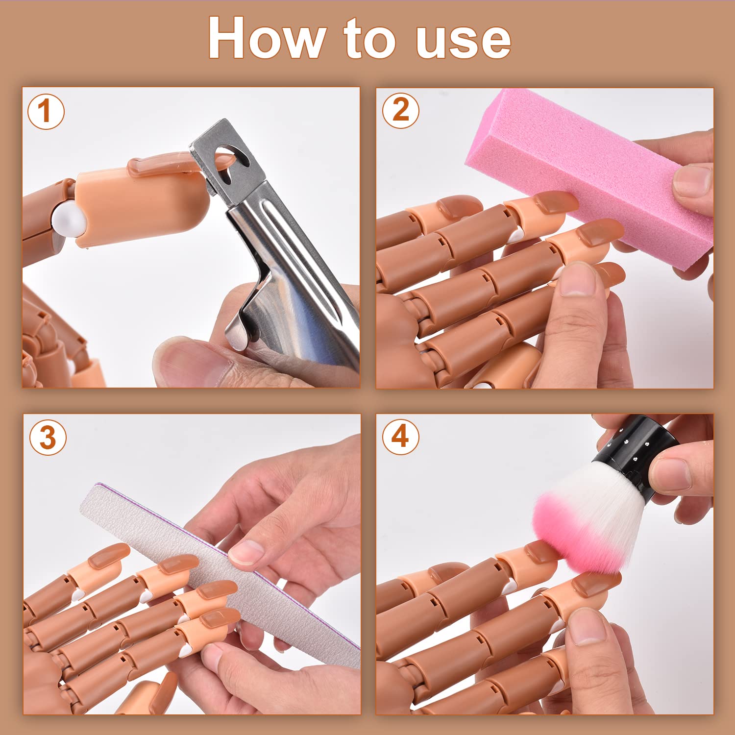 Mekk Practice Hand For Acrylic Nails Flexible Nail Practice Hand Never Fall Off Nail Trainning Hand Kits Nail Tech Must Haves Wi