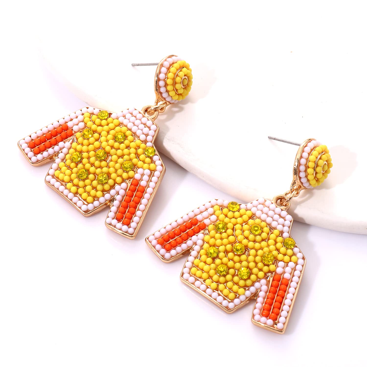 HZEYN Derby Earrings Beaded Kentucky Derby Riding Suit Earrings Jockey Jacket Race Day Earrings Horse Racing Fan Jewlery Gifts(Y