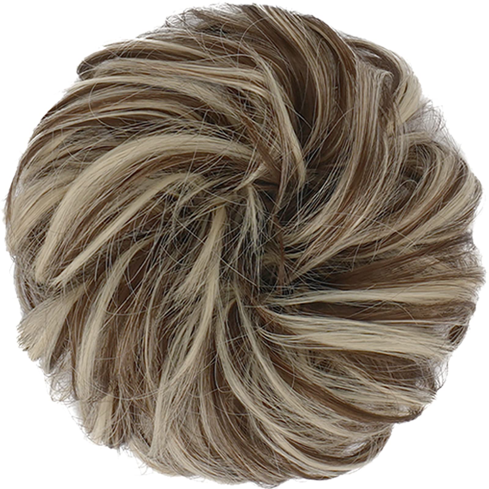 Feshfen Messy Bun Hair Piece Hair Bun Scrunchies Synthetic Wavy Chignon Ponytail Hair Extensions Thick Updo Hairpieces For Women