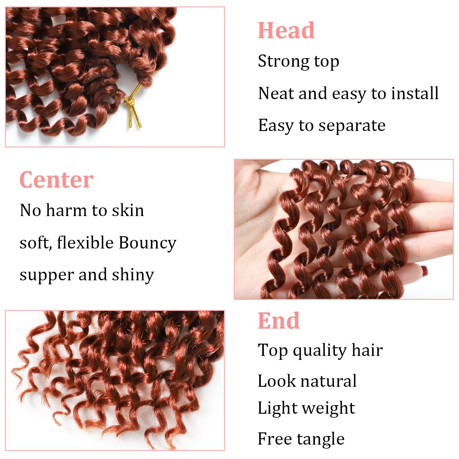 Ginger Passion Twist Hair 14 Inch Copper Red Passion Twist Hair Water Wave Crochet Hair 8 Packs Ginger Orange Braiding Hair 16 S