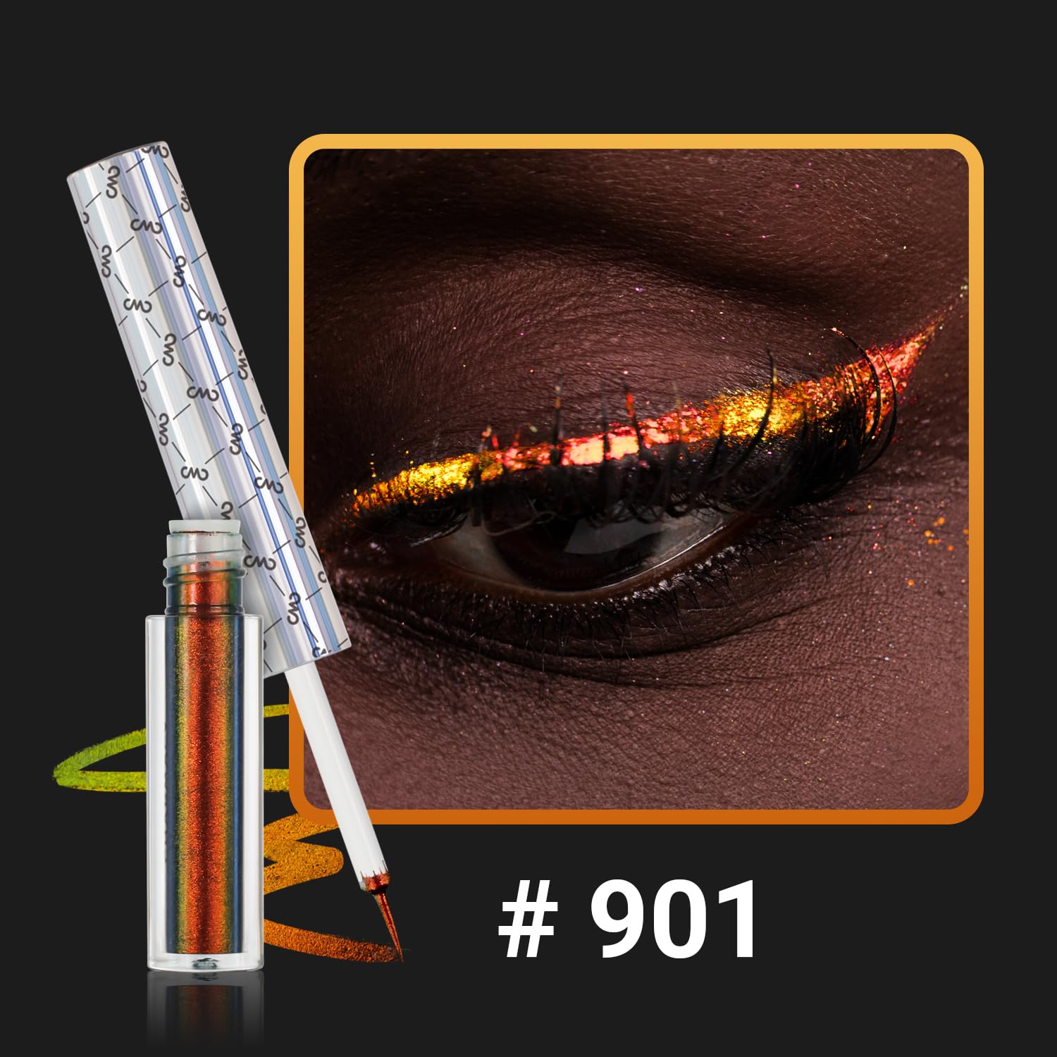 Charmacy Chameleon Liquid Glitter Eyeliner, Highly Pigmented, Metallic Intense Multicolor Shifting Waterproof Eyeliner, Ultra-Fi