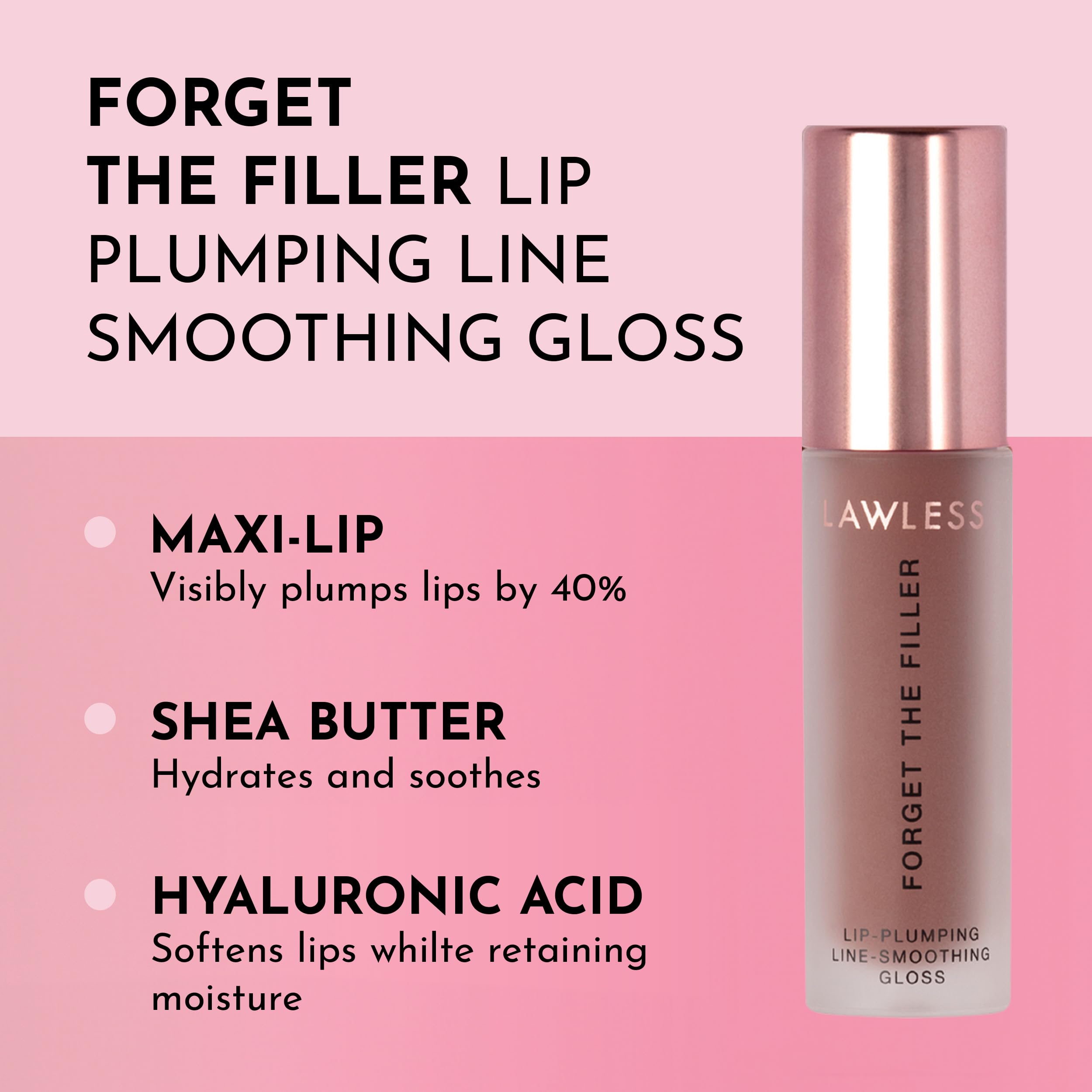 Lawless Forget The Filler Lip Plumping Line Smoothing Gloss - Maple Sugar - Premium Volumizing Lip Gloss With Natural Ingredient