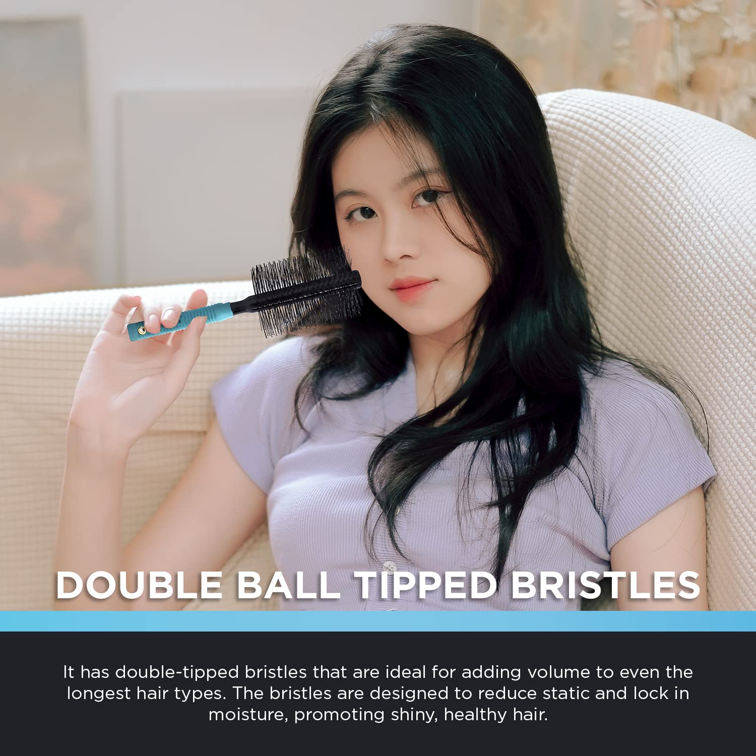 Spornette Double Stranded XL Nylon Round Brush 2.5 Inch (#964-XL) Straightening, Smoothing, Relaxing, De-Frizzing, Detangling, S