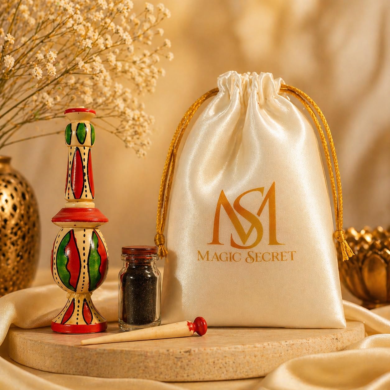 Ms Magic Secret Moroccan Kohl Kajal  100% Natural Herbal Eye Kohl, SmudgeProof Long Lasting, Traditional Arabic Surma For Dark